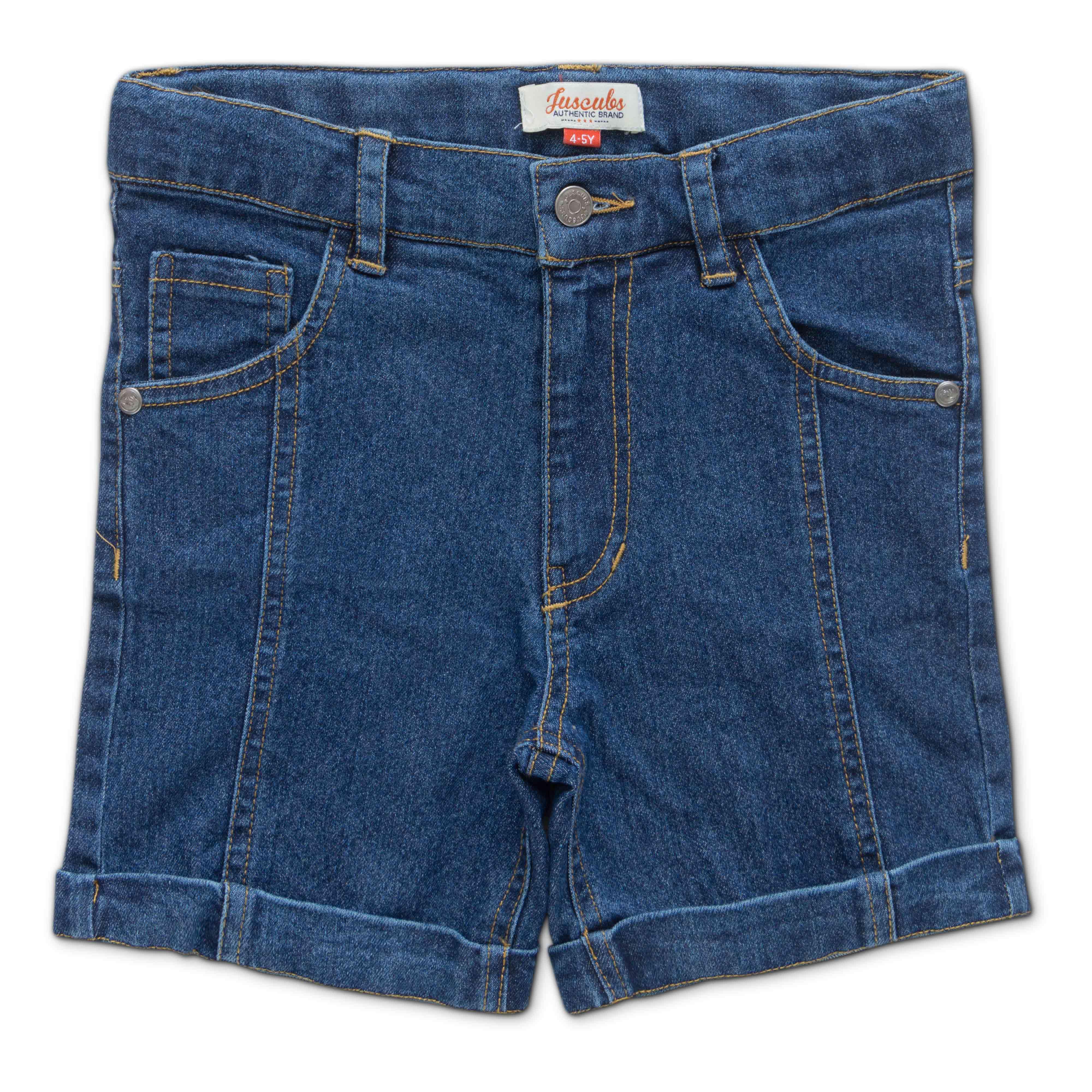 Girls Denim Toddlers Solid Shorts - Blue - Juscubs