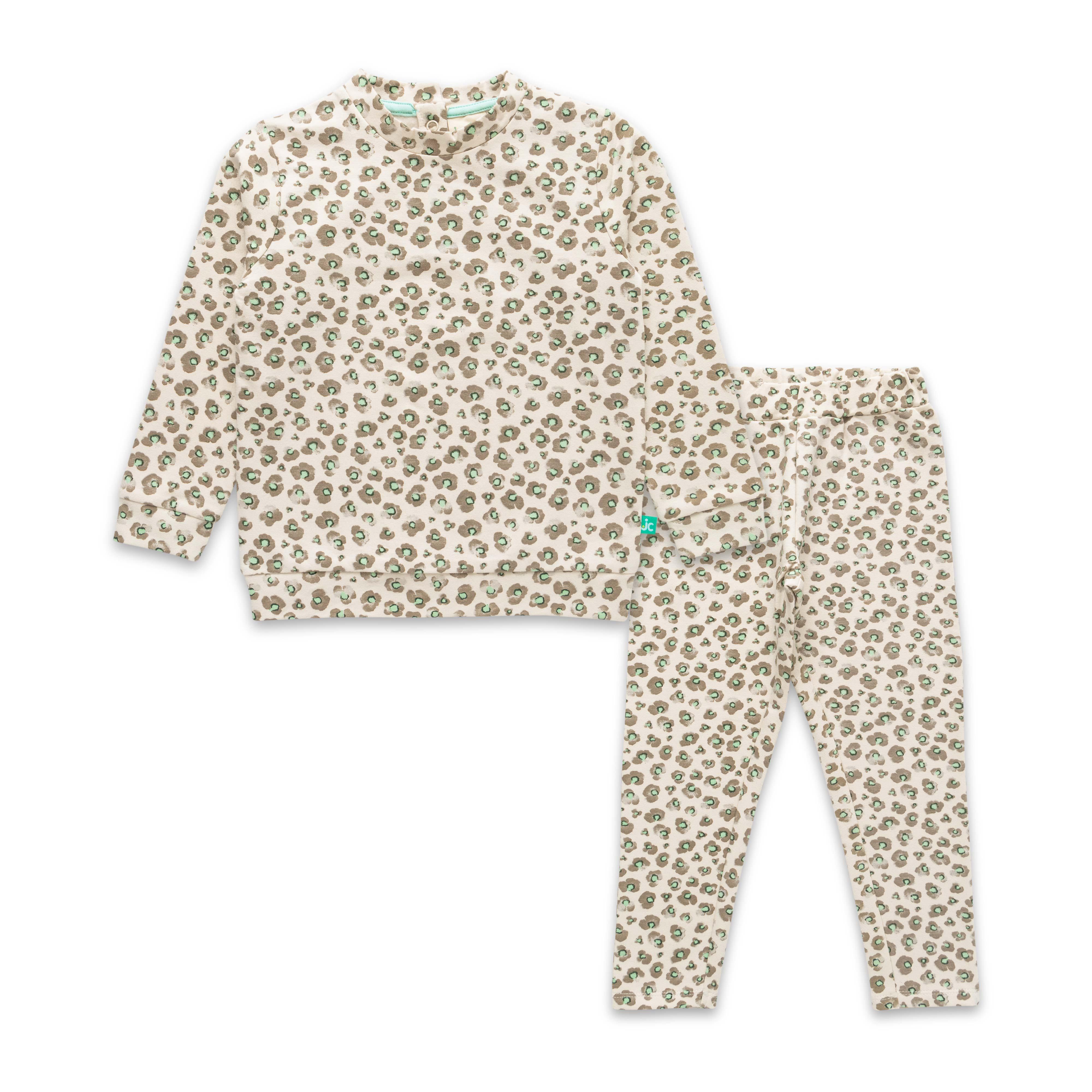Girls Floral Printed Mandarin Collar Long Sleeve Pure Cotton Clothing Set - Juscubs