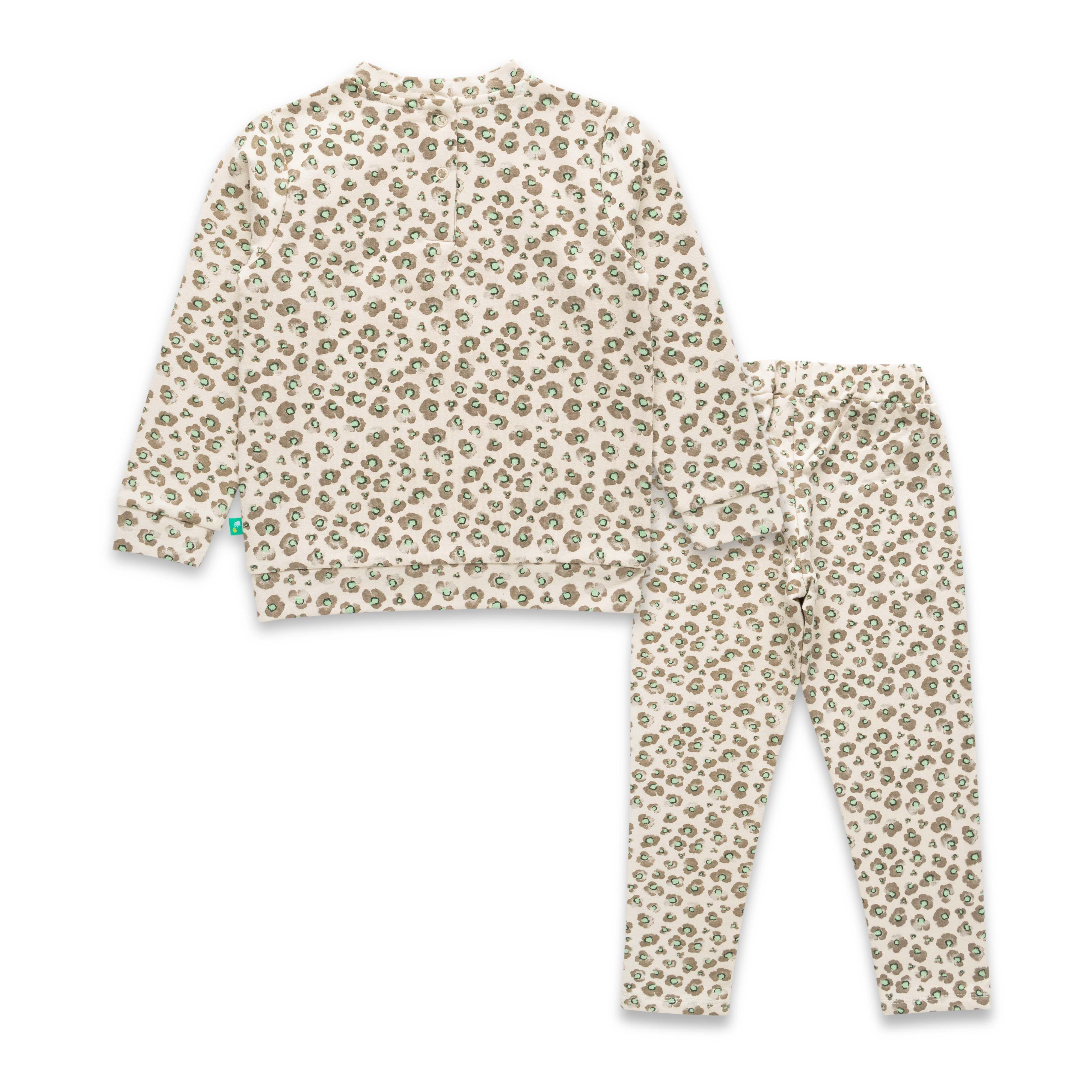 Girls Floral Printed Mandarin Collar Long Sleeve Pure Cotton Clothing Set - Juscubs