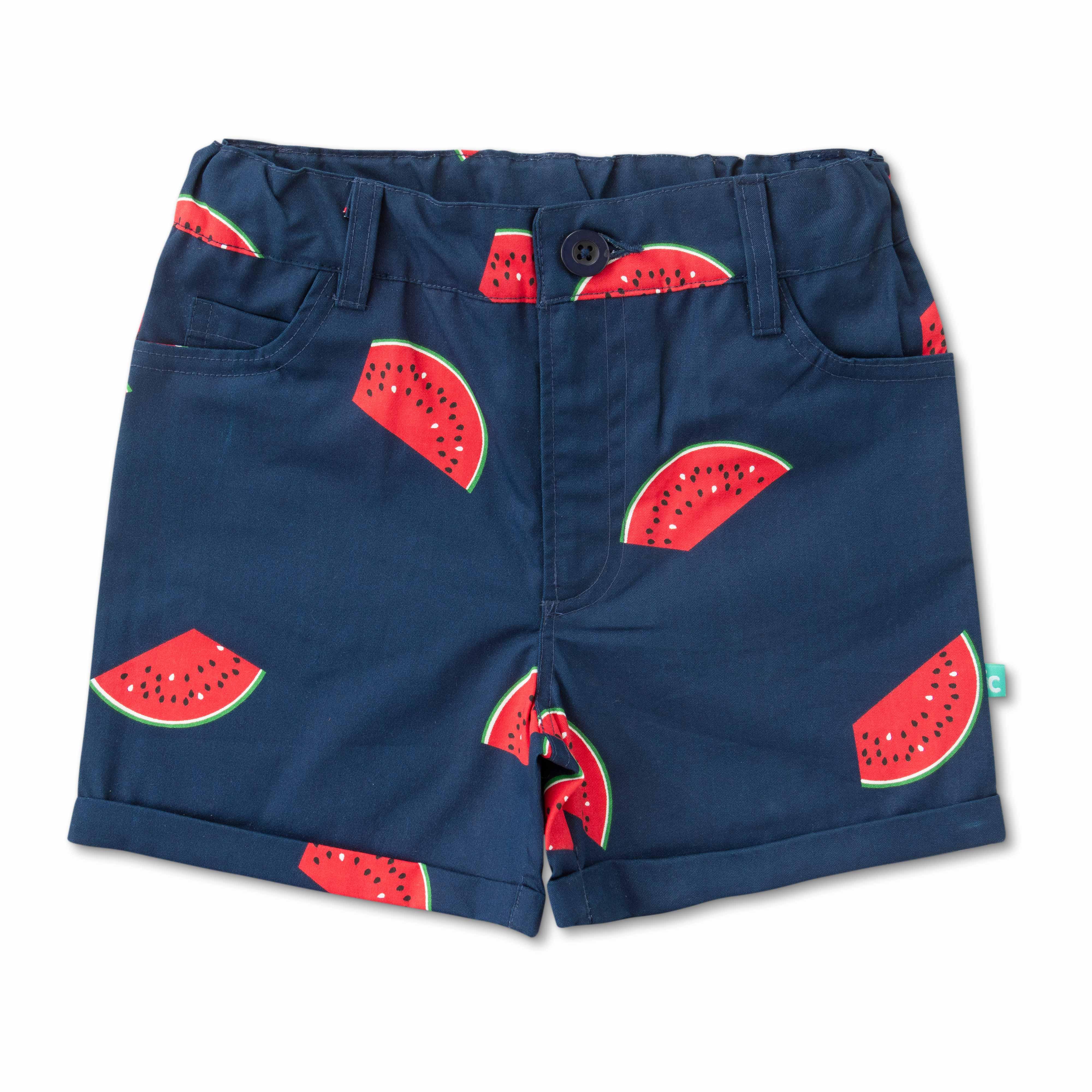 Girls Jersey Toddlers Watermelon Printed Shorts - Dark Blue - Juscubs