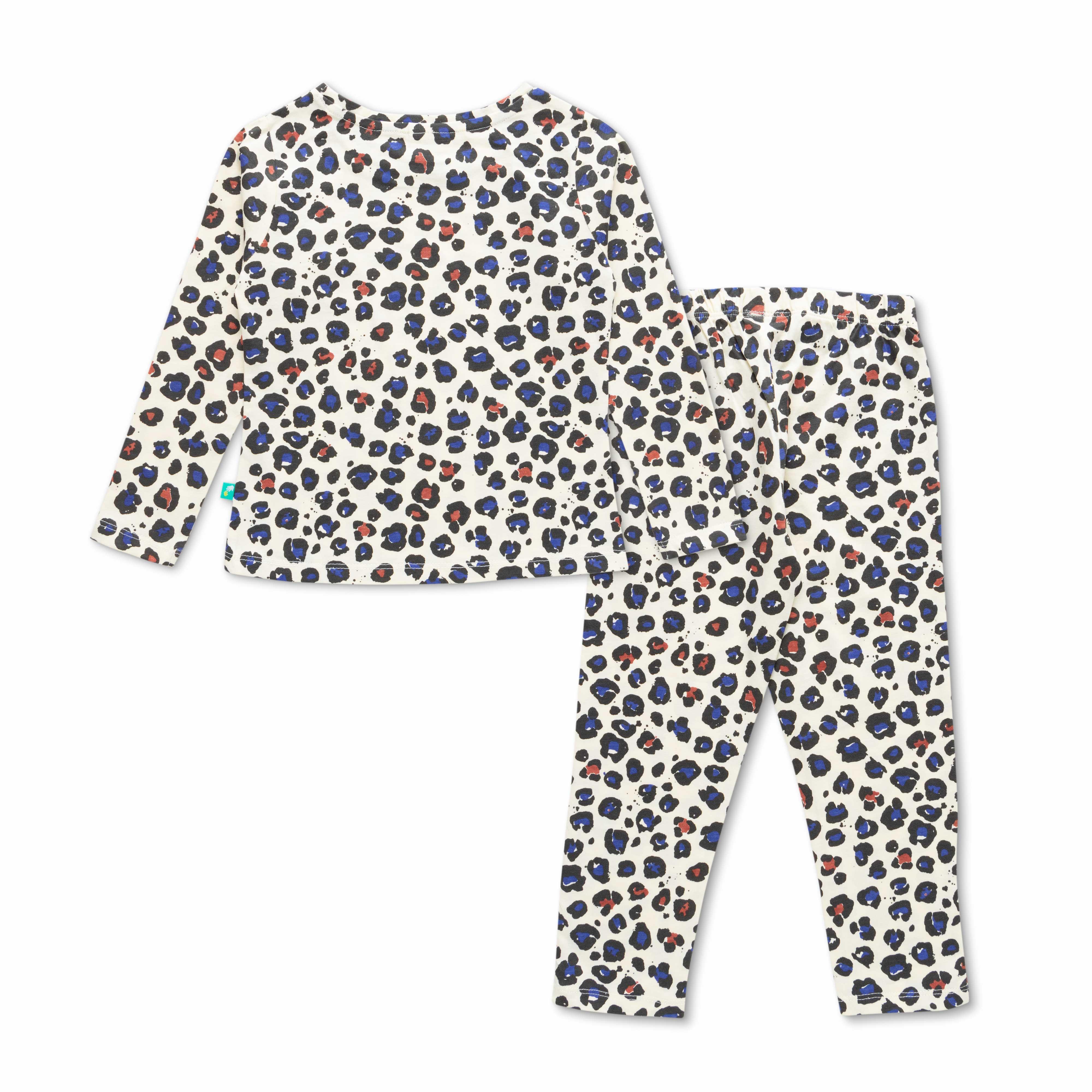 Girls Off White & Blue Printed Night suit - Juscubs