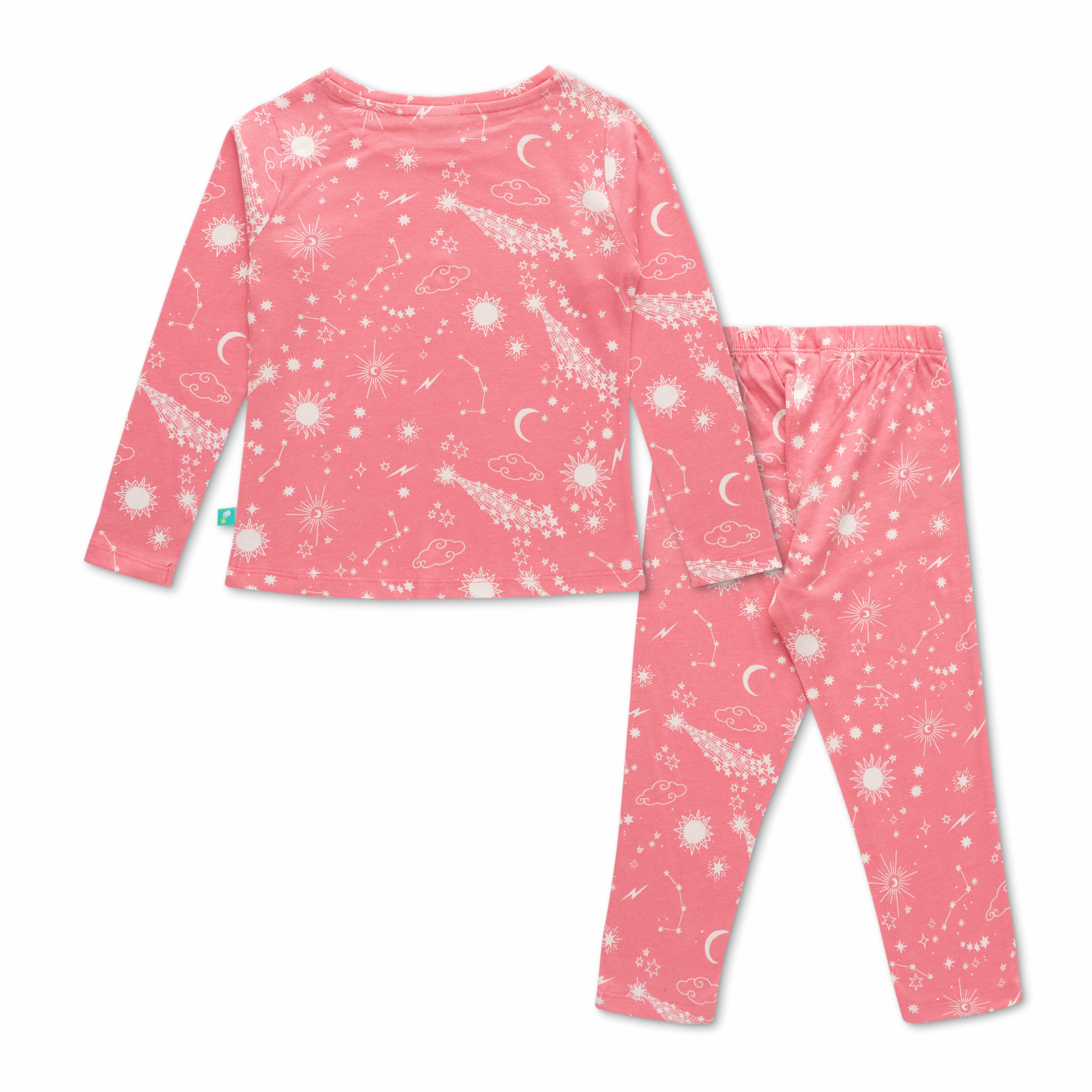 Girls Pink & White Printed Night suit
