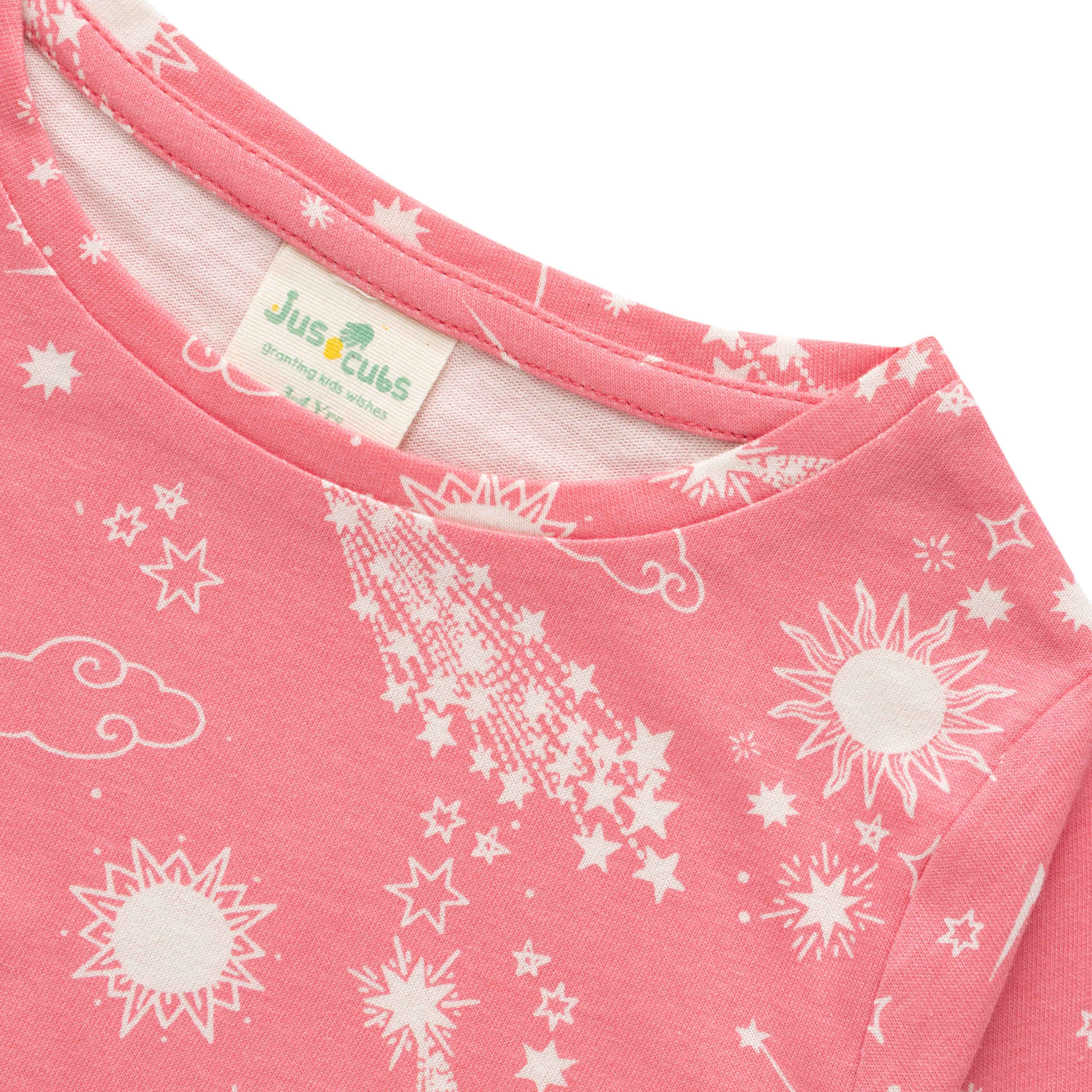Girls Pink & White Printed Night suit