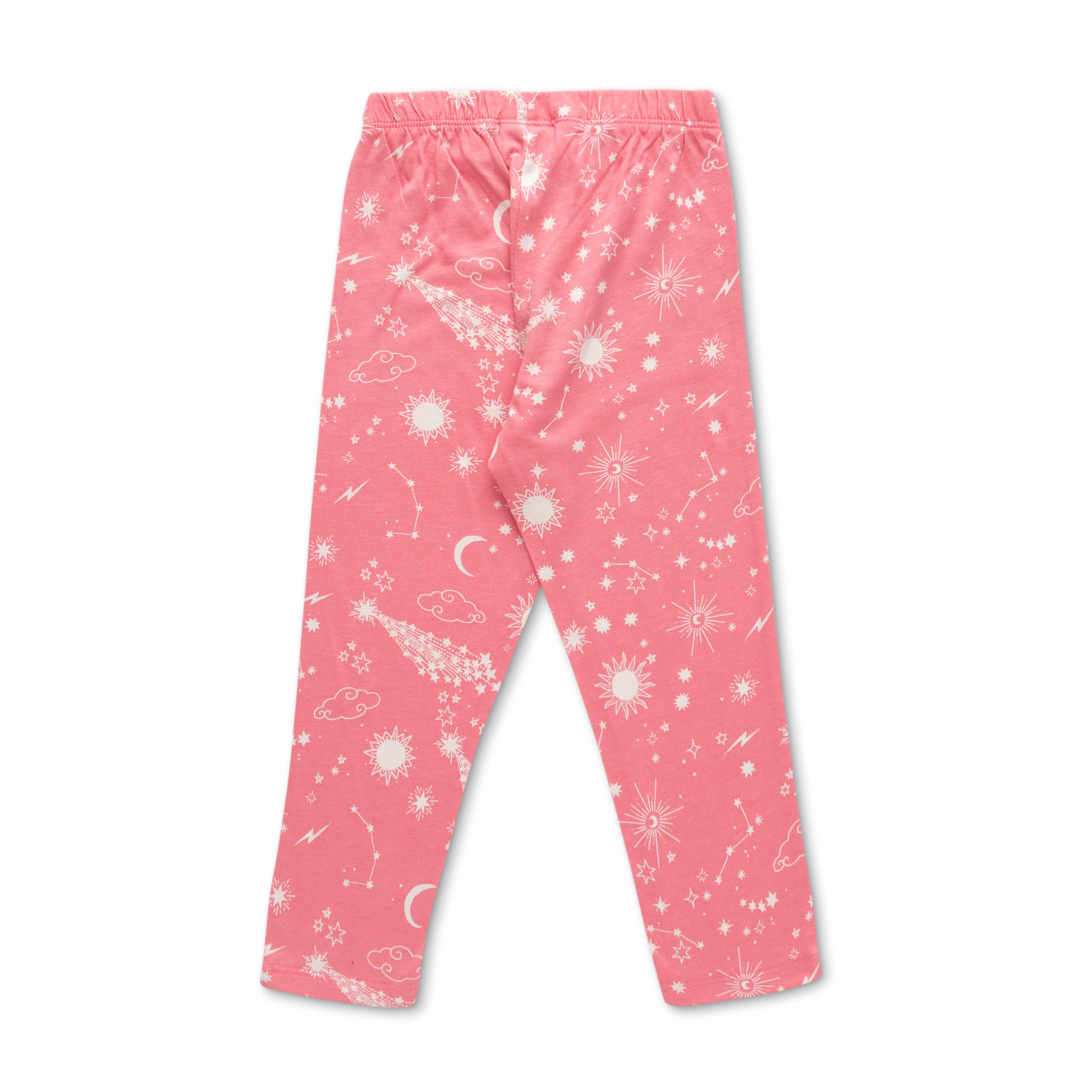 Girls Pink & White Printed Night suit