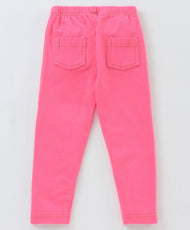 Girls' Pink Stretch Jeggings – Comfy Cotton Blend Leggings with Faux Pocket Stitching
