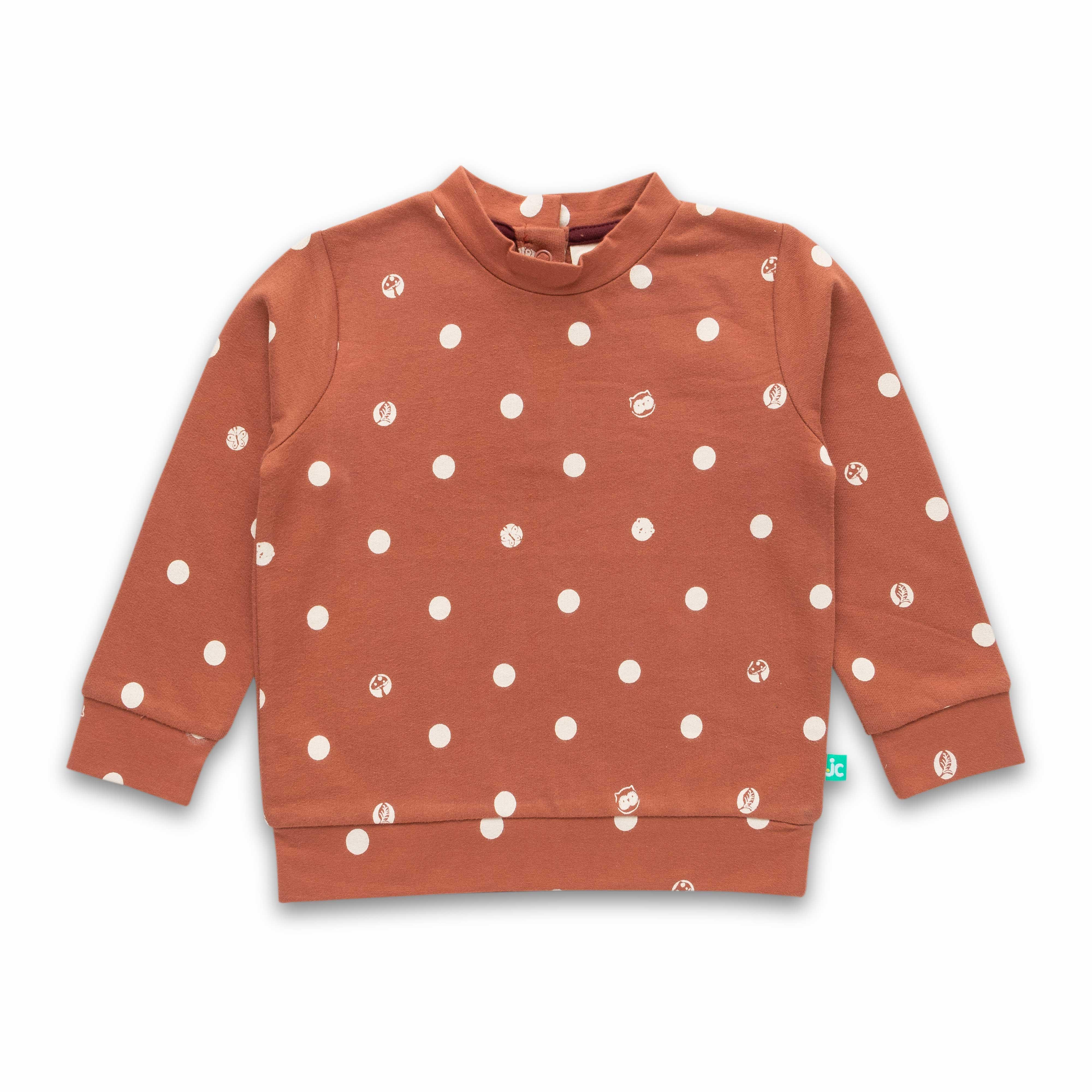 Girls Polka Dot Mandarin Collar Long Sleeve Pure Cotton Clothing Set - Juscubs