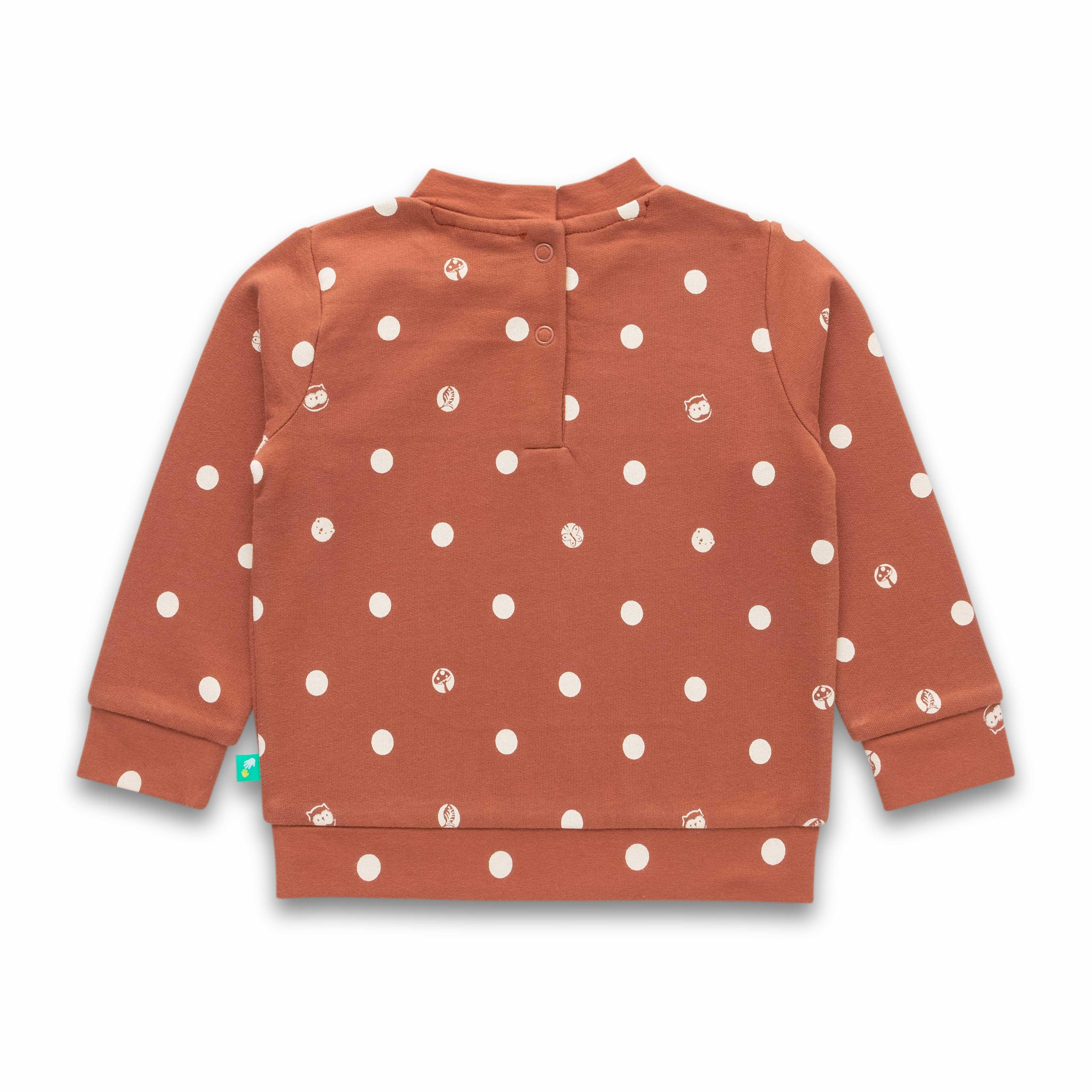 Girls Polka Dot Mandarin Collar Long Sleeve Pure Cotton Clothing Set - Juscubs