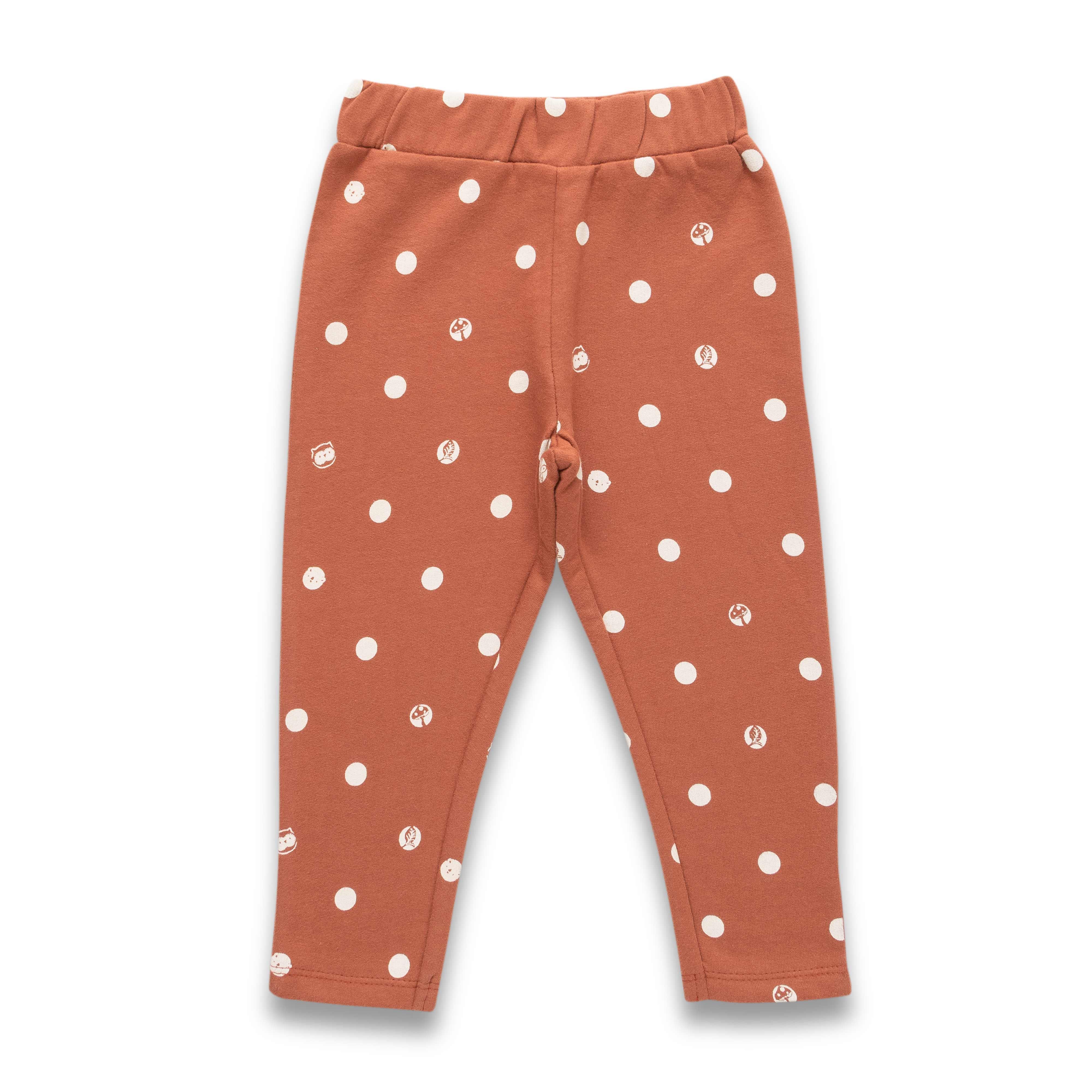 Girls Polka Dot Mandarin Collar Long Sleeve Pure Cotton Clothing Set - Juscubs