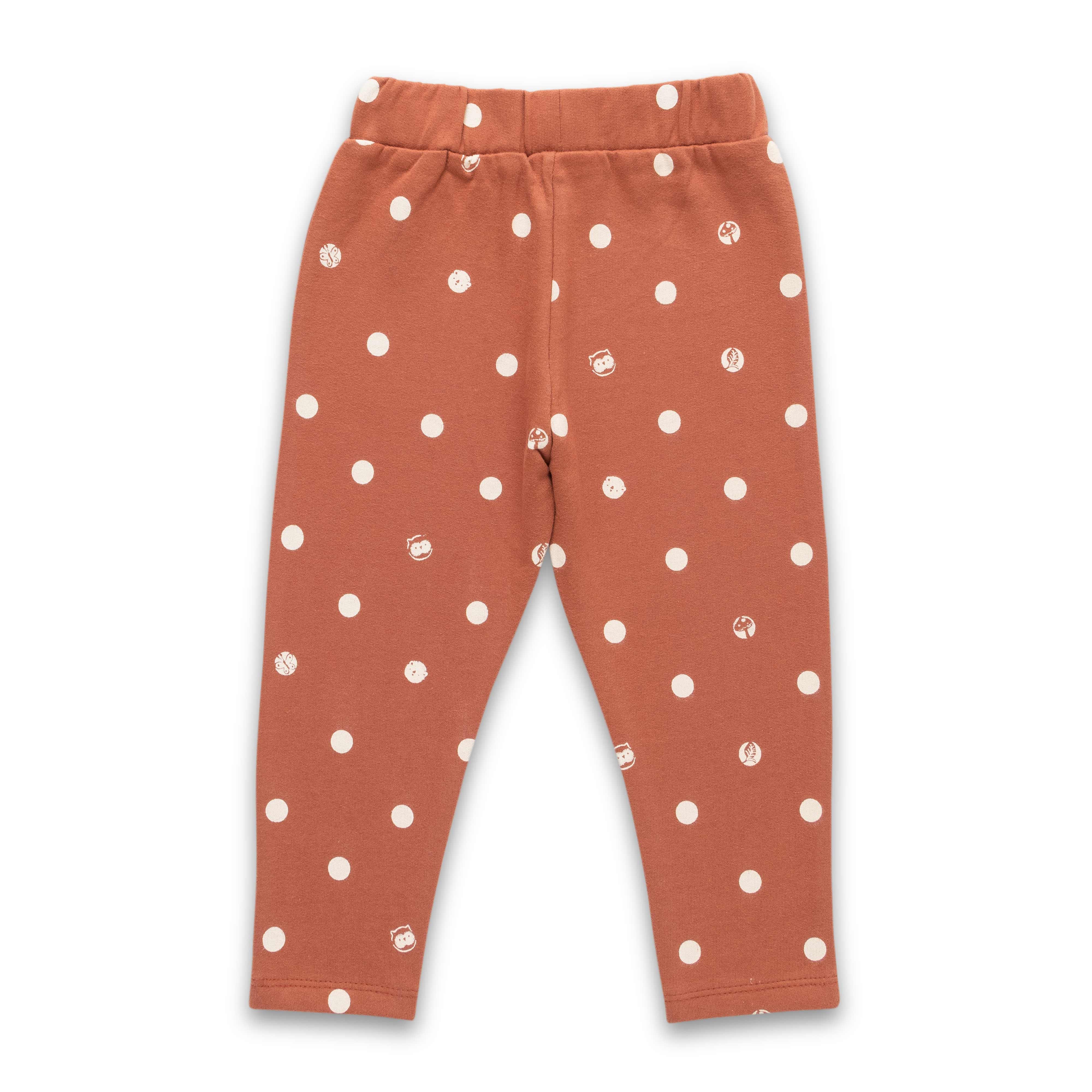Girls Polka Dot Mandarin Collar Long Sleeve Pure Cotton Clothing Set - Juscubs
