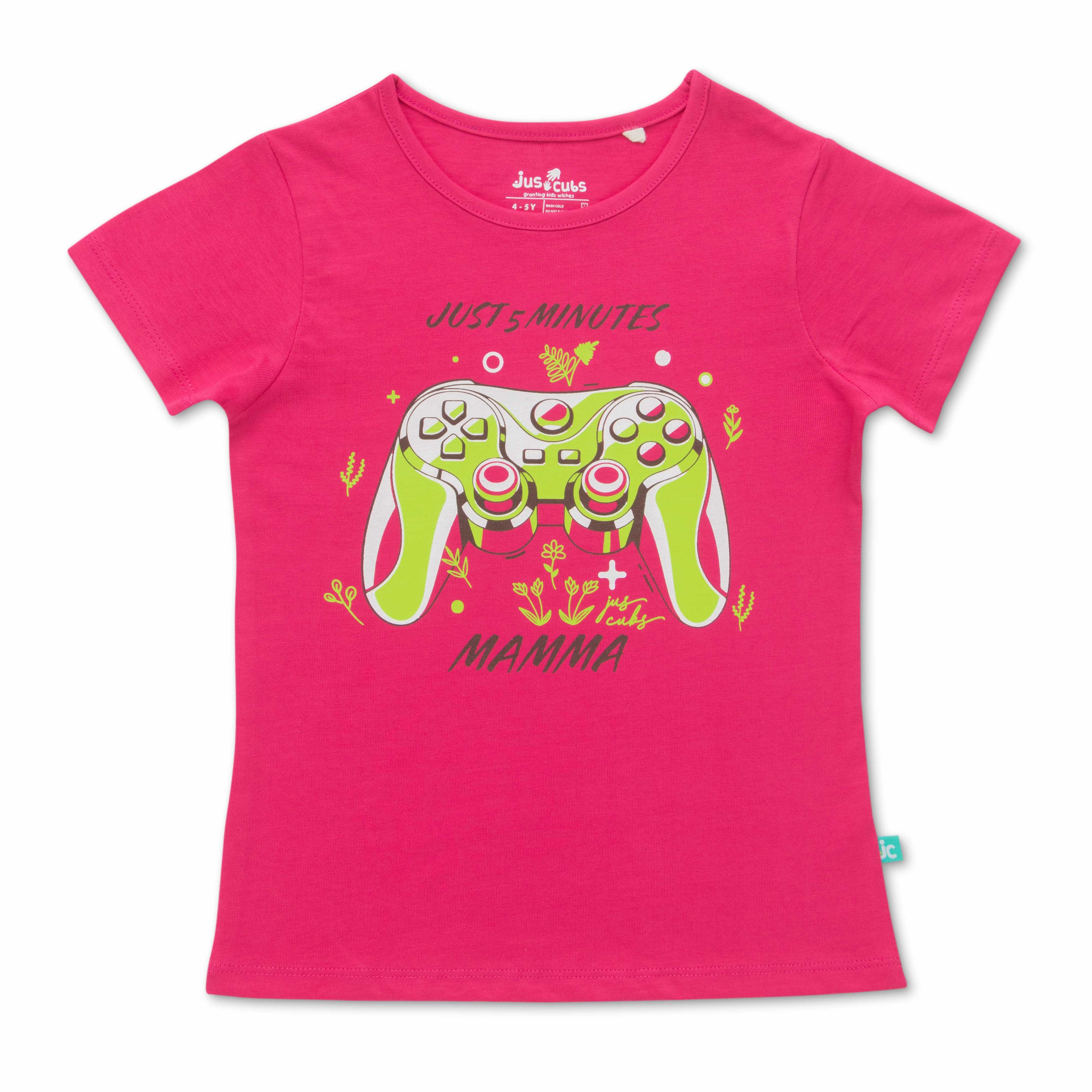 Girls Printed Pure Cotton T-shirt With Shorts - Juscubs