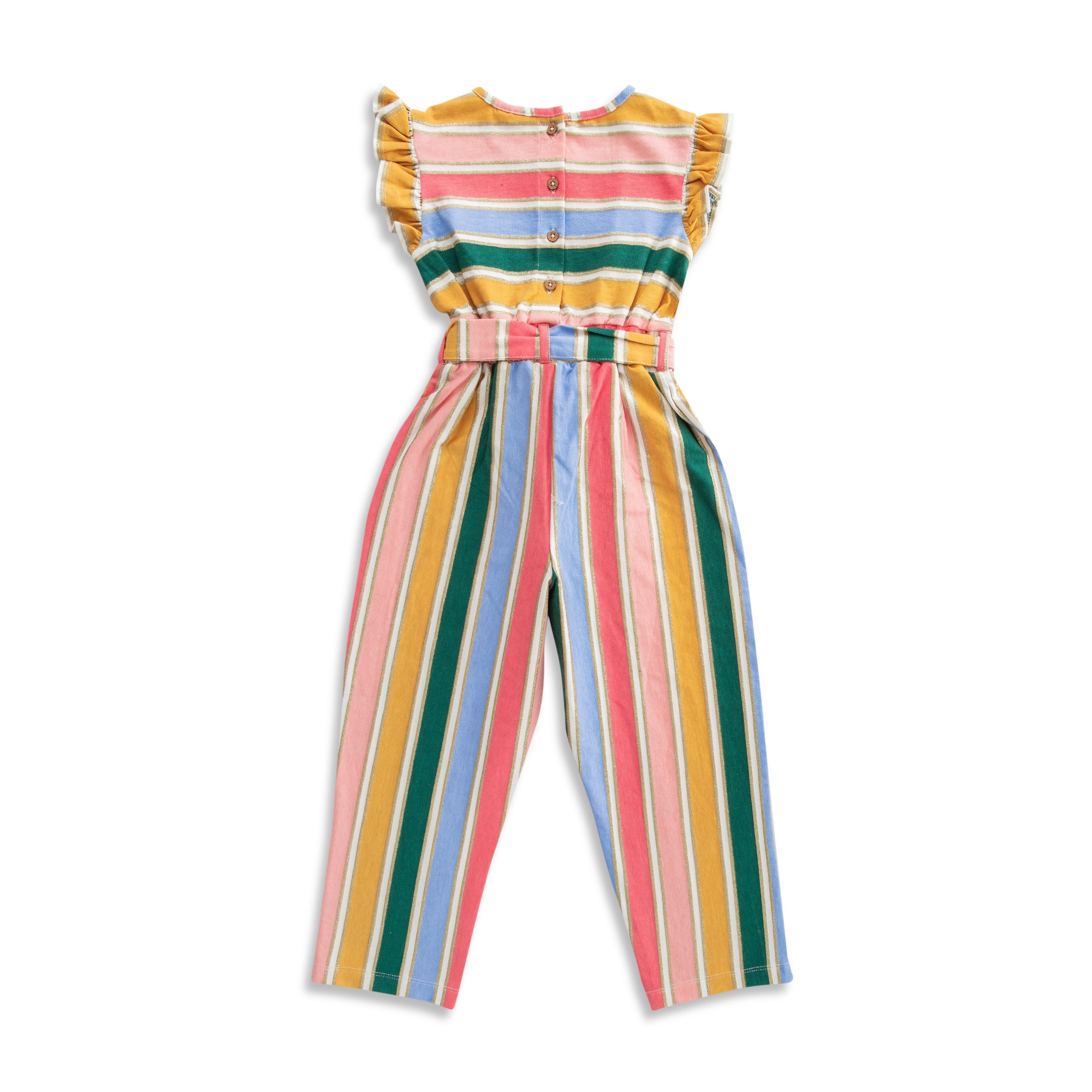 Girls Striped Basic Jumpsuit-Multi - Juscubs