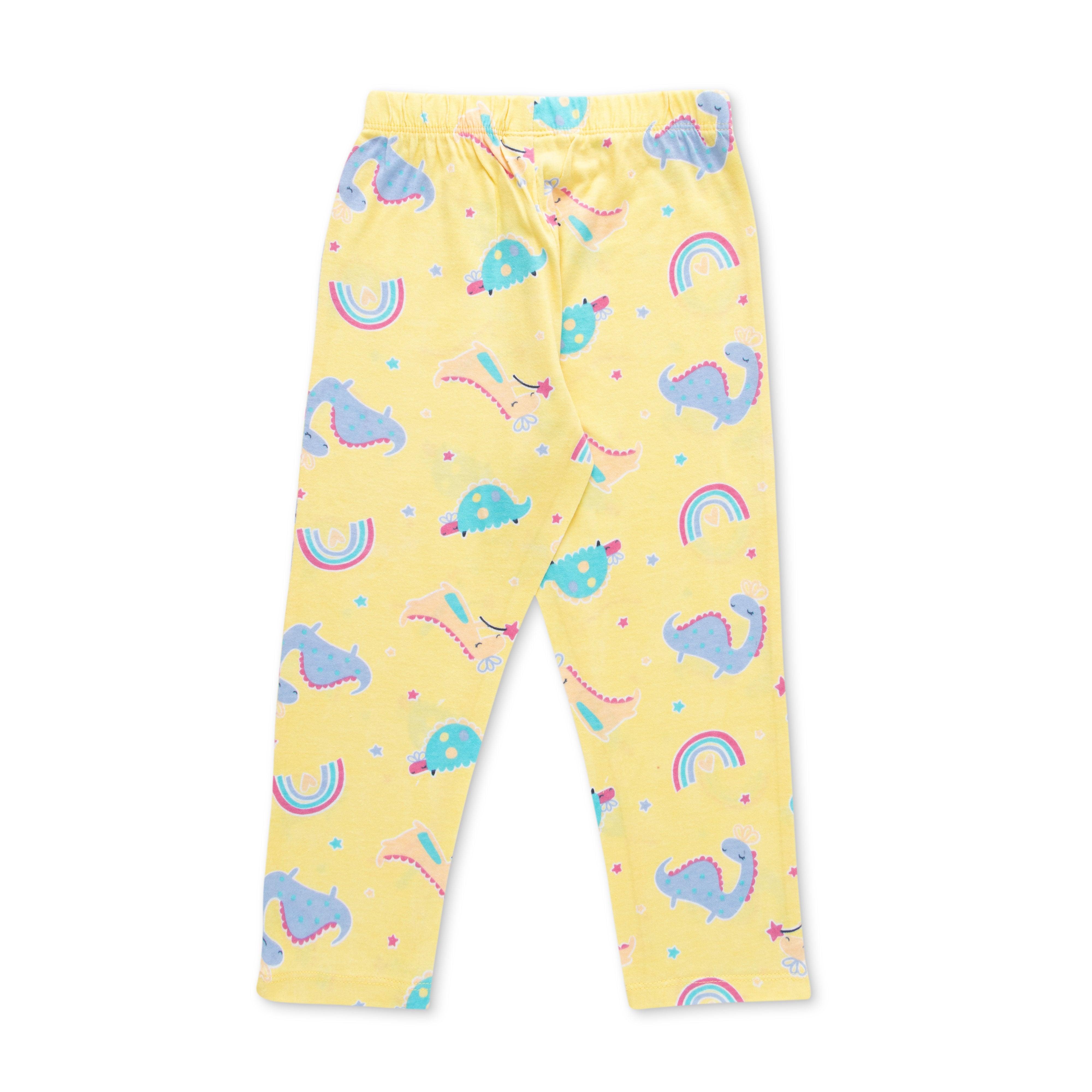 Girls Yellow & Blue Printed Night suit - Juscubs