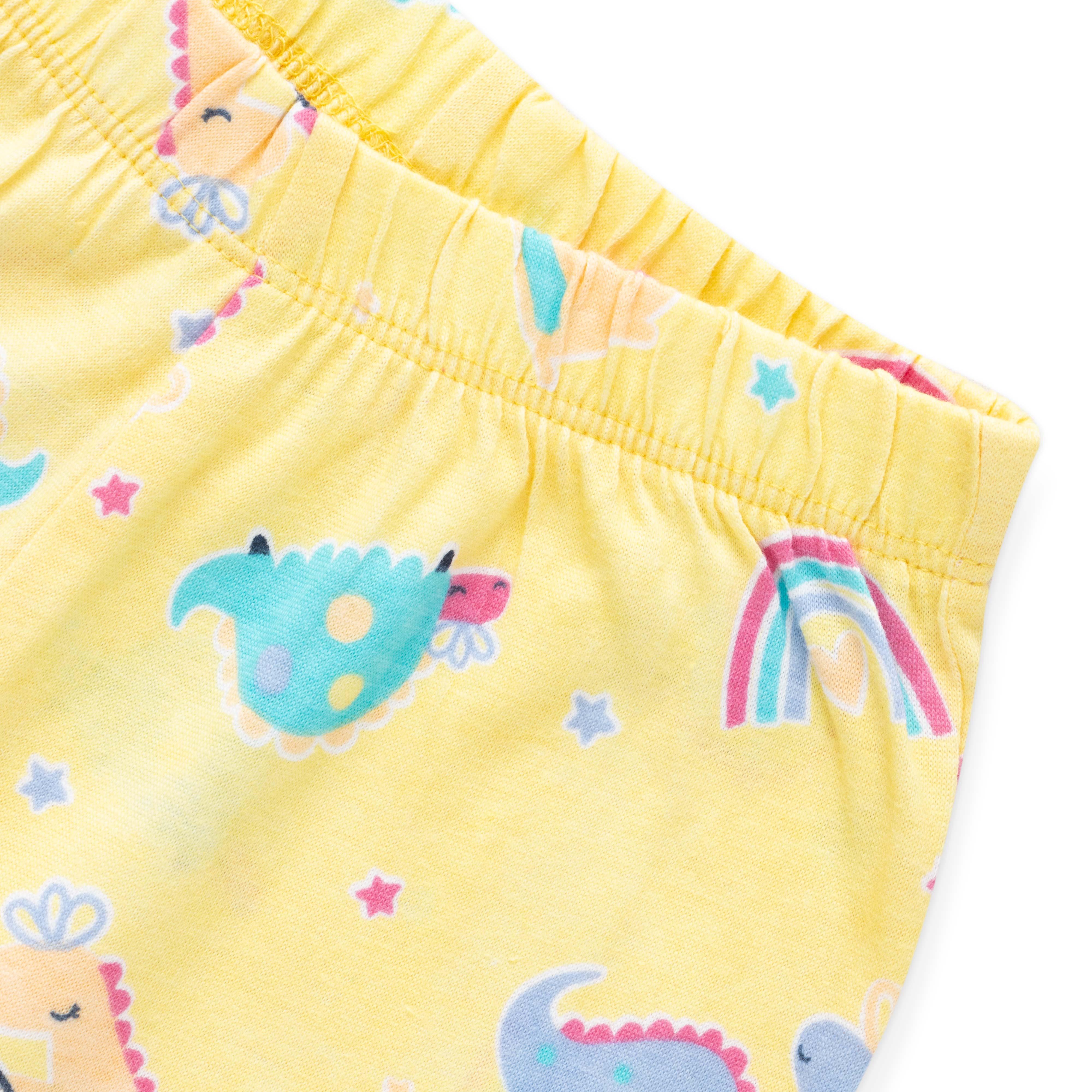 Girls Yellow & Blue Printed Night suit - Juscubs