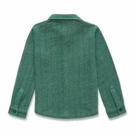 "Boys' Green Corduroy Button-Up Shirt – Long Sleeve Casual Shirt with Pockets"
