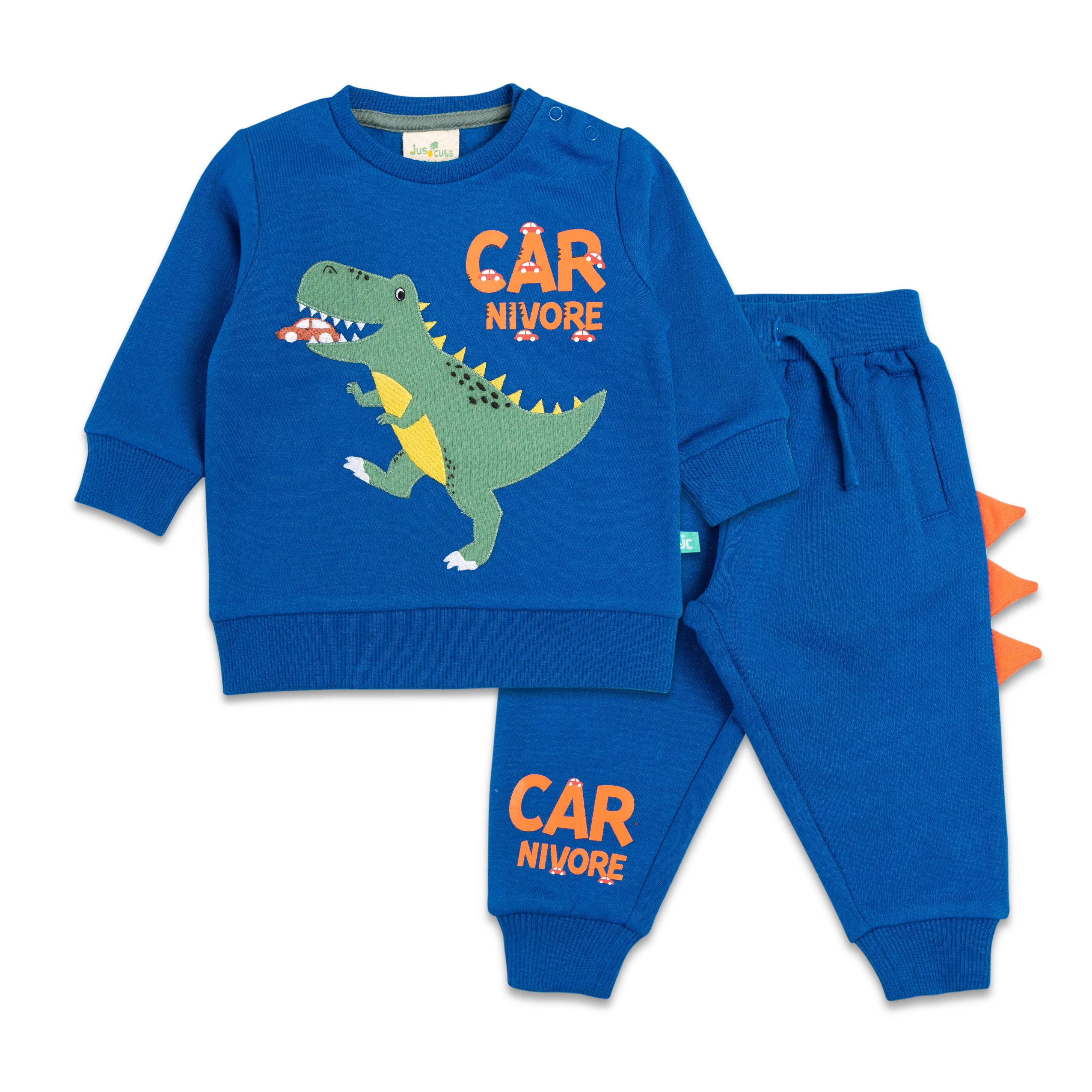 Young Boys Full Sleeve Dinosaur Printed T Shirt With Jogger Pant - Juscubs