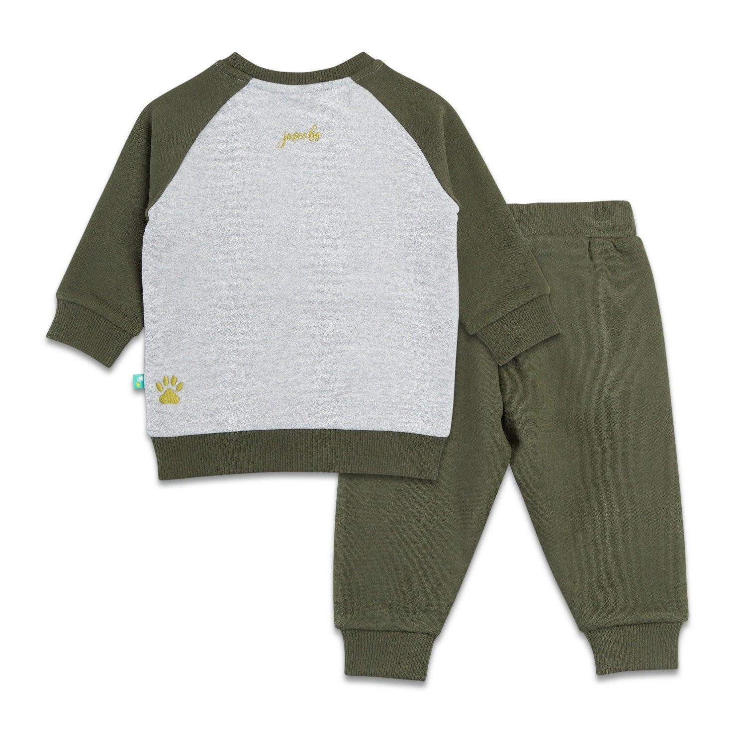 Young Boys Full Sleeve Little Trouble Maker Embroidery T Shirt With Jogger Pant - Juscubs