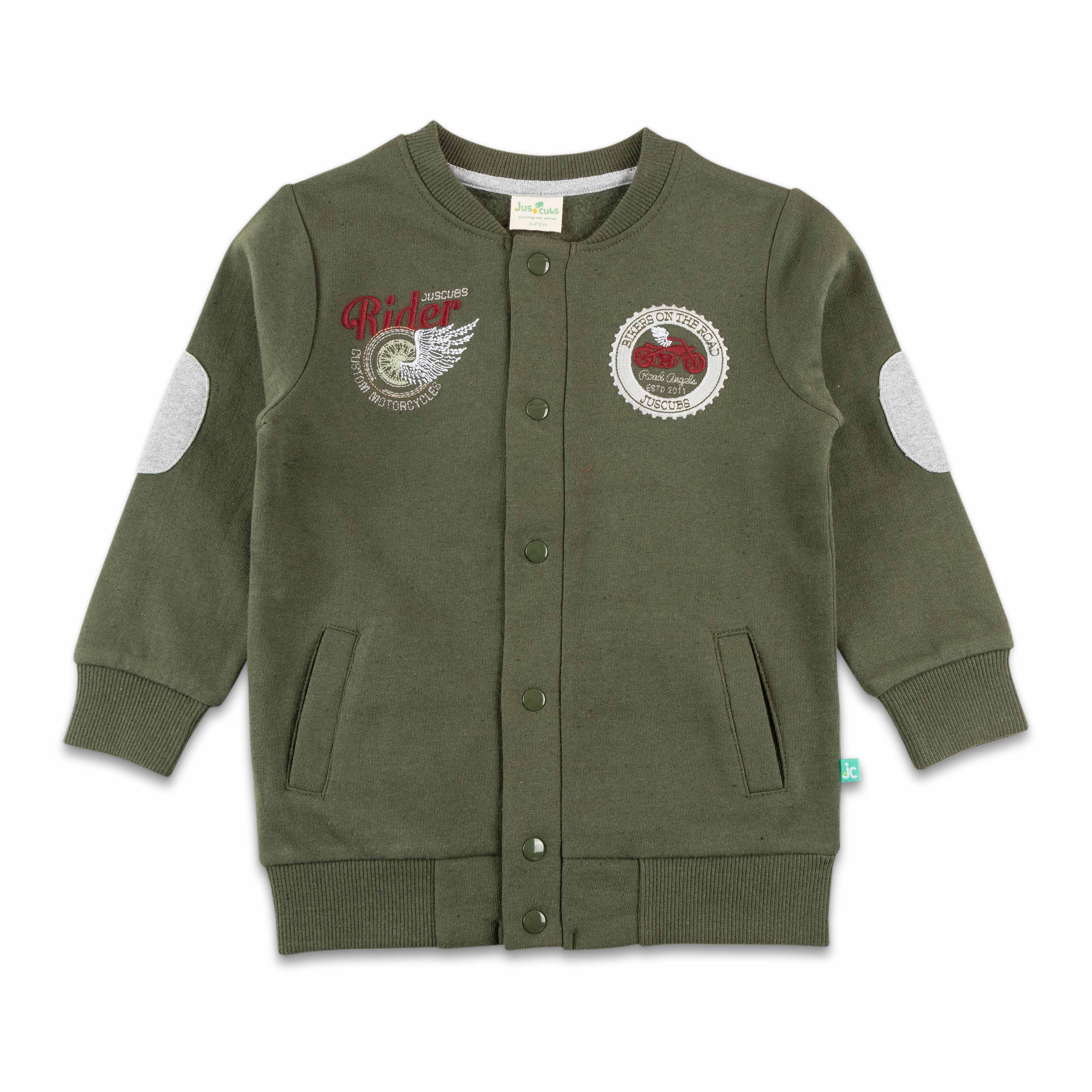 Young Boys Full Sleeve Rider Embroidery Jacket - Juscubs