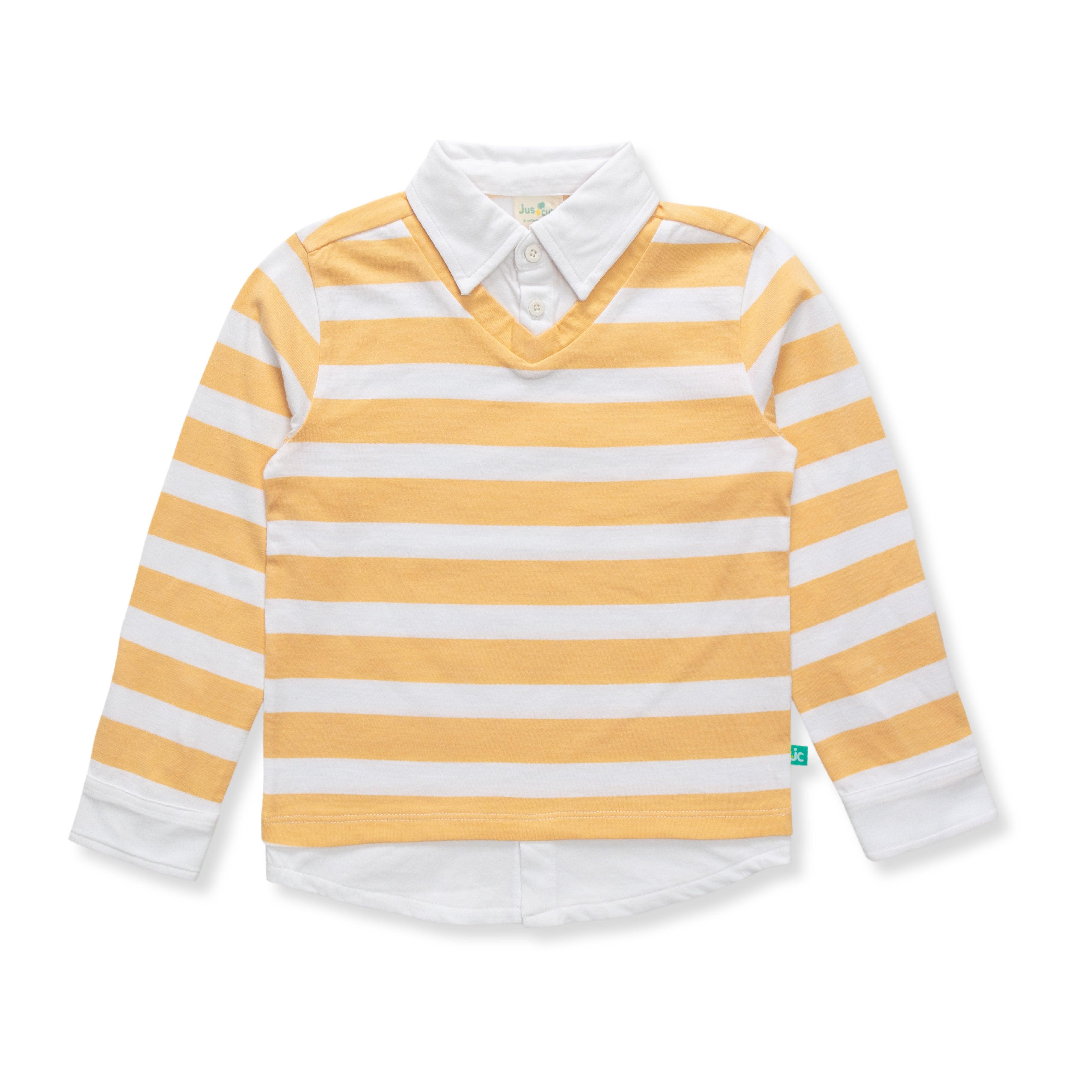 Young Boys Striped Full Sleeve Polo T Shirt - Juscubs