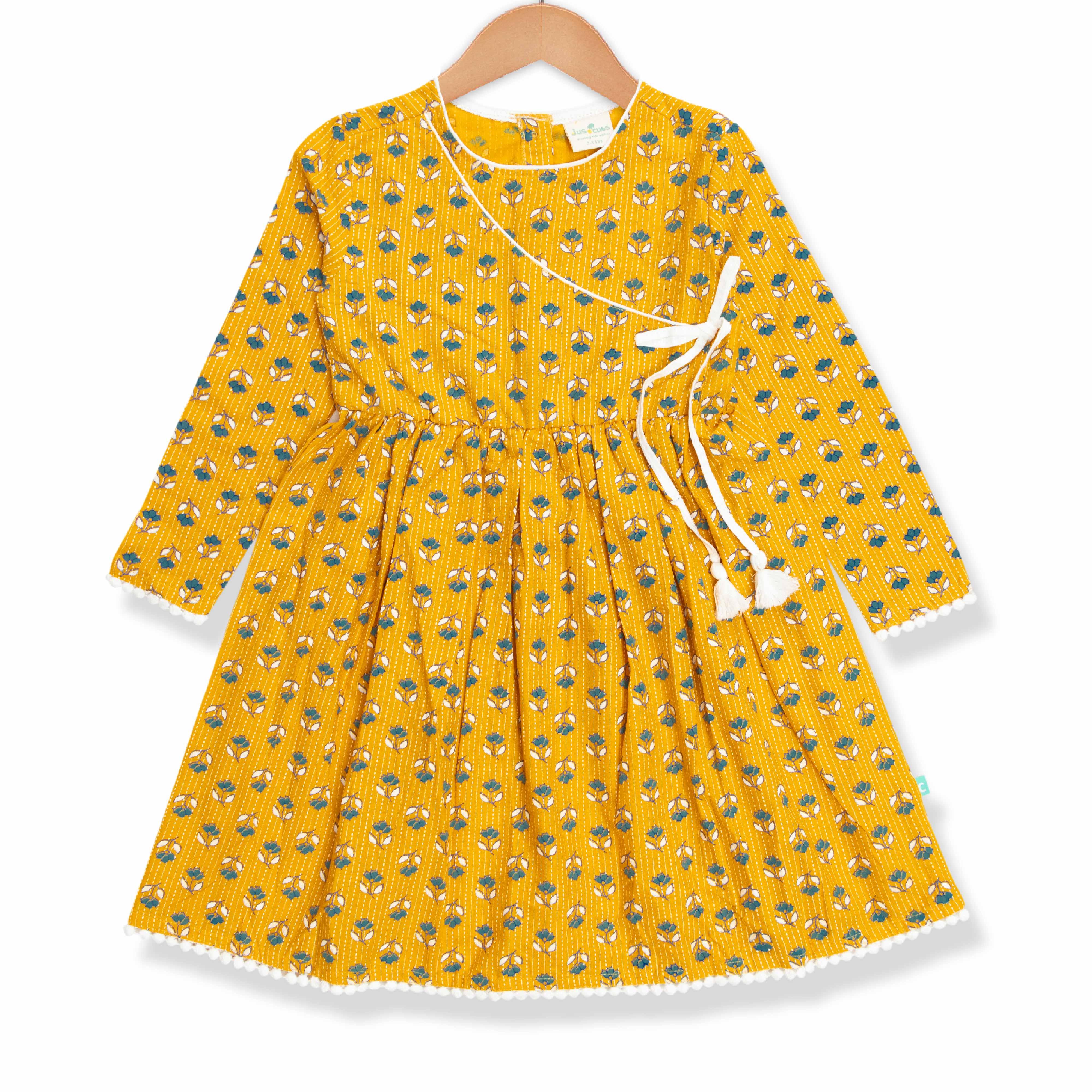 Young Girls All Over Printed Full Sleeve Dress - Juscubs