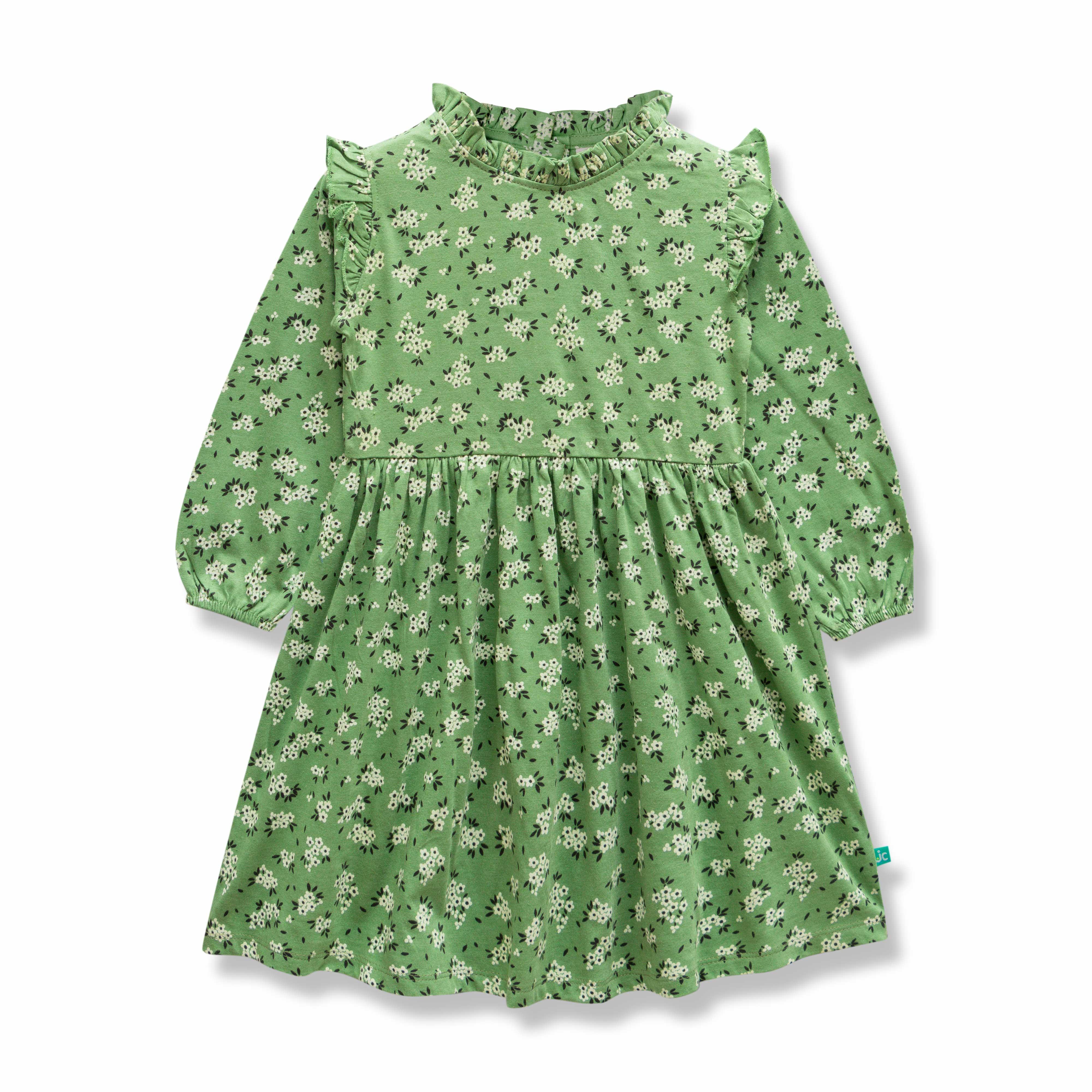 Young Girls All Over Printed Knee Length Fit & Flare Dress - Juscubs
