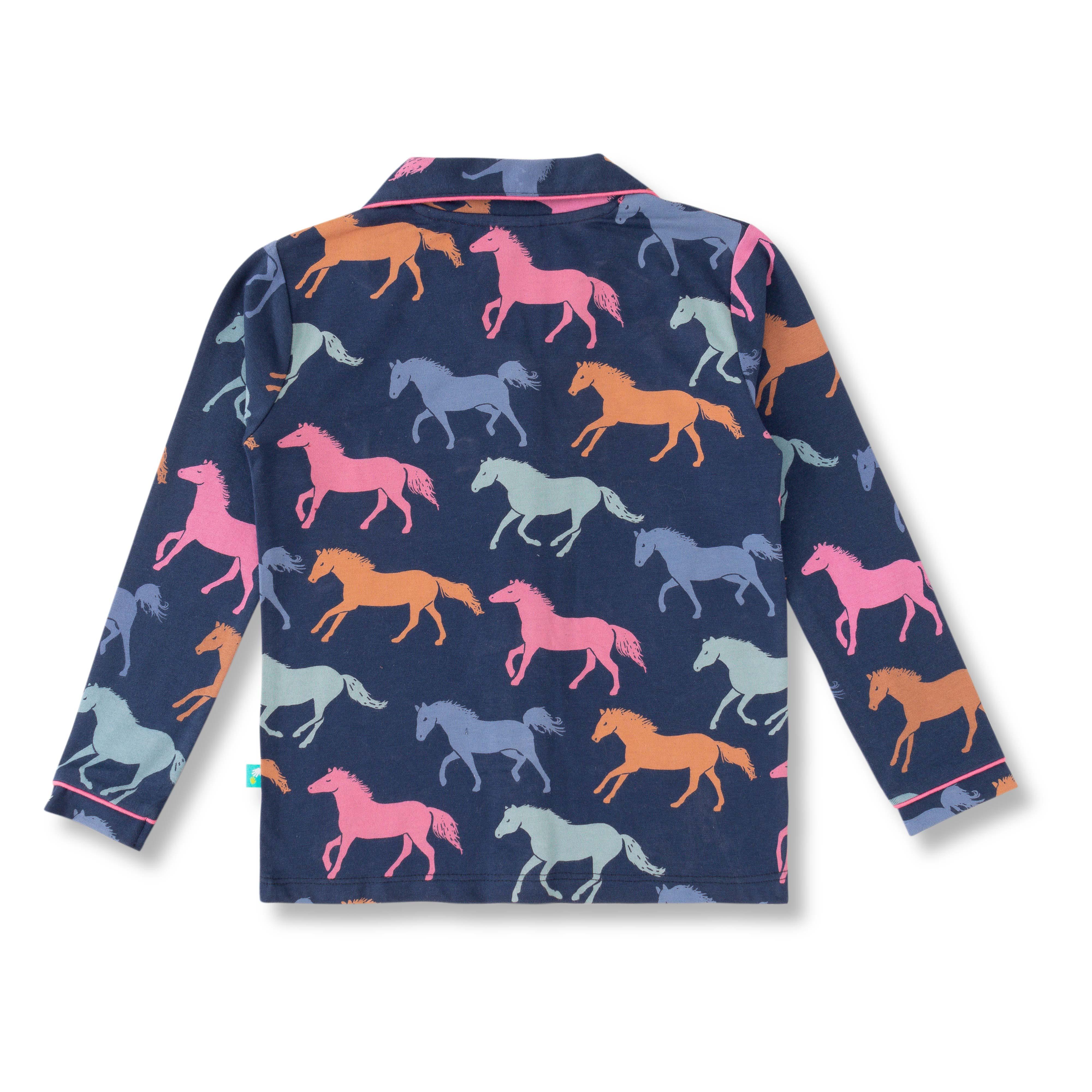 Young Girls Top & Bottom All Over Horse Printed Nightwear - Juscubs