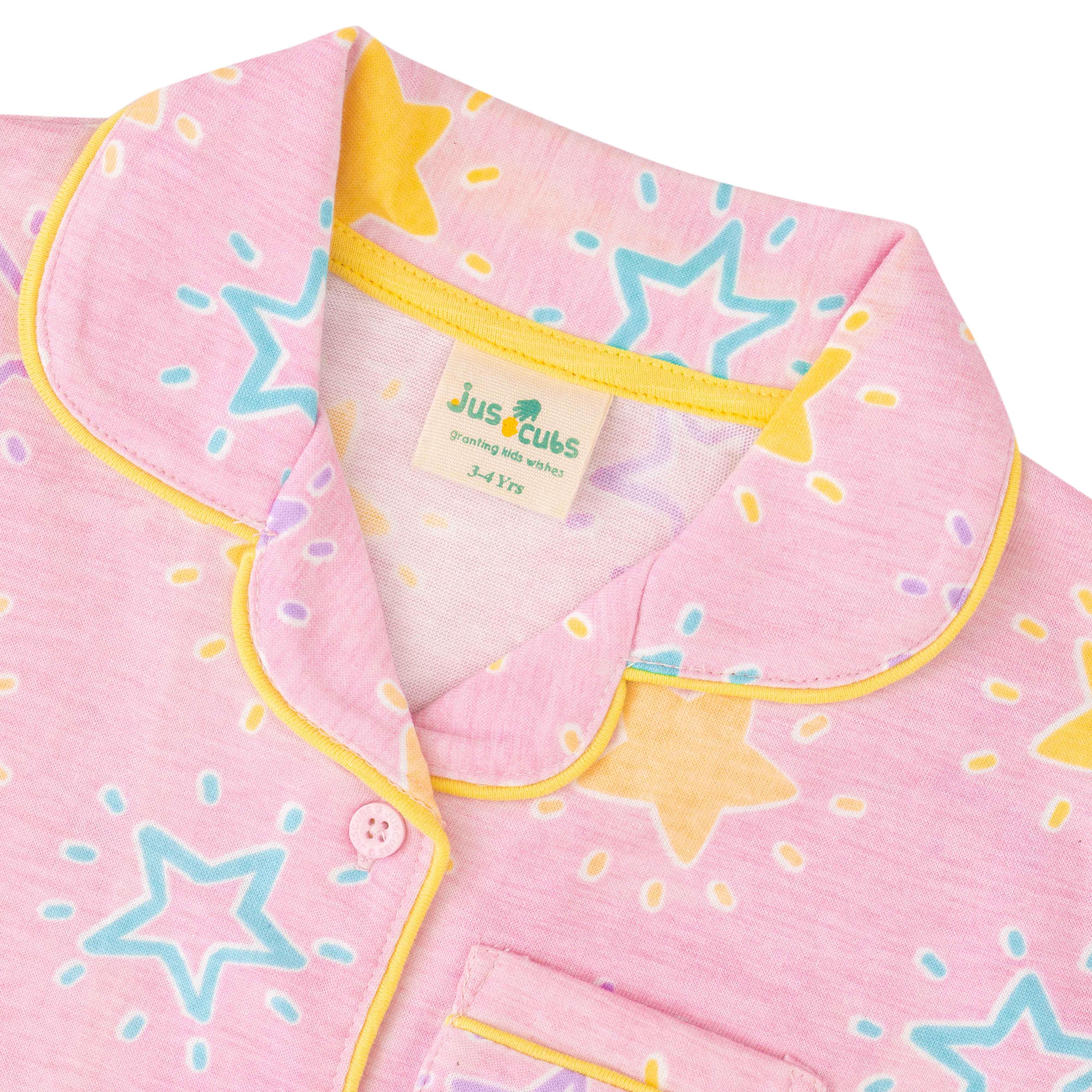 Young Girls Top & Bottom All Over Printed Nightwear - Juscubs