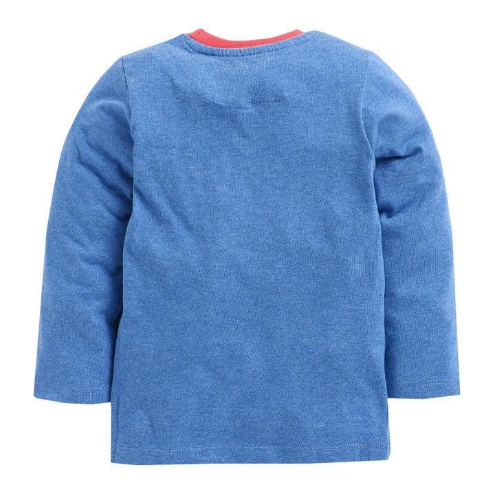 Blue Text Print Full Sleeve T-Shirt - Juscubs