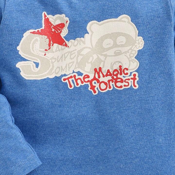Blue Text Print Full Sleeve T-Shirt - Juscubs
