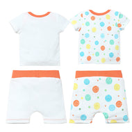 Boys AOP-Solid New Born Sets Pack Of 4