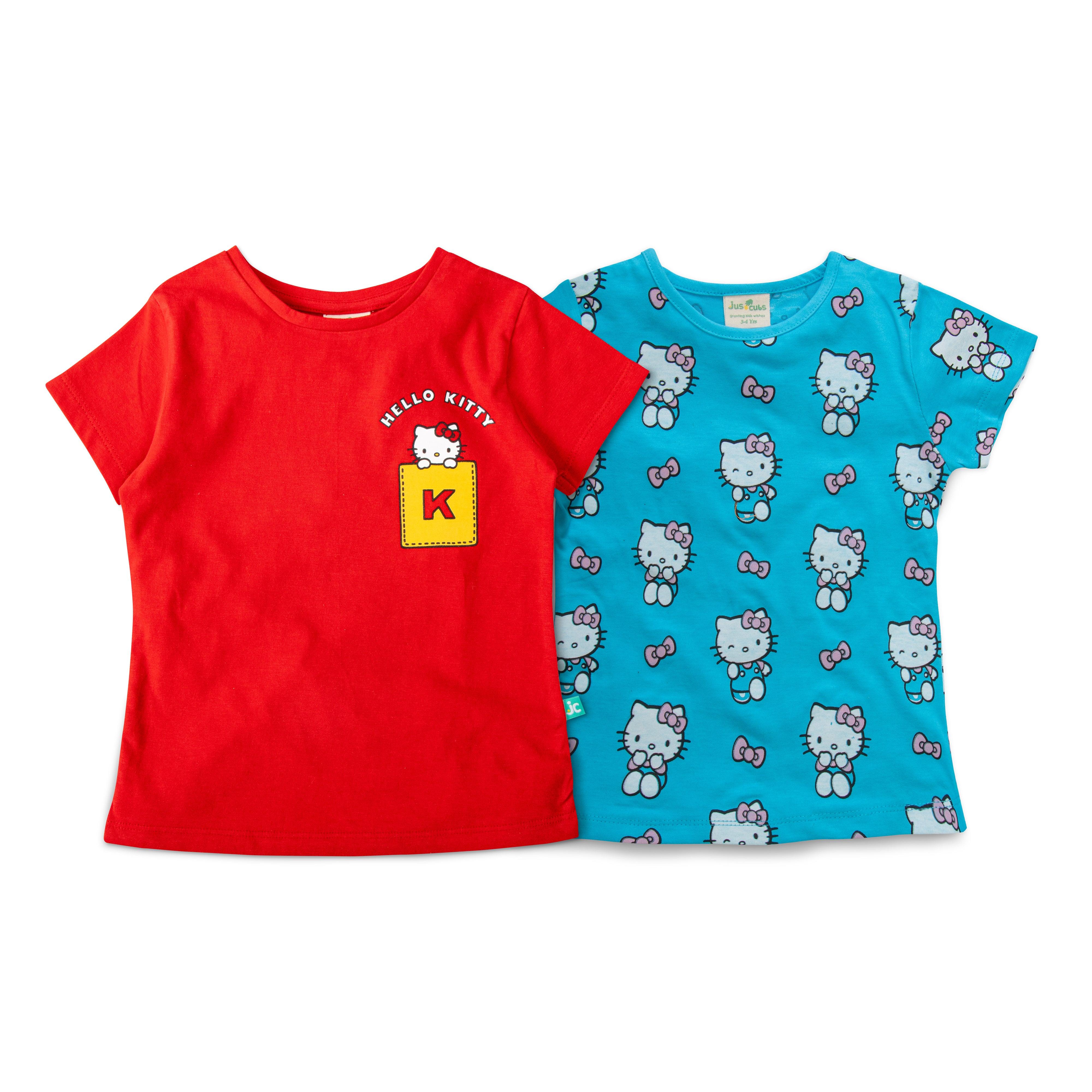 Hello Kitty Half Sleeve Printed Combo Tee - Red & Blue - Juscubs