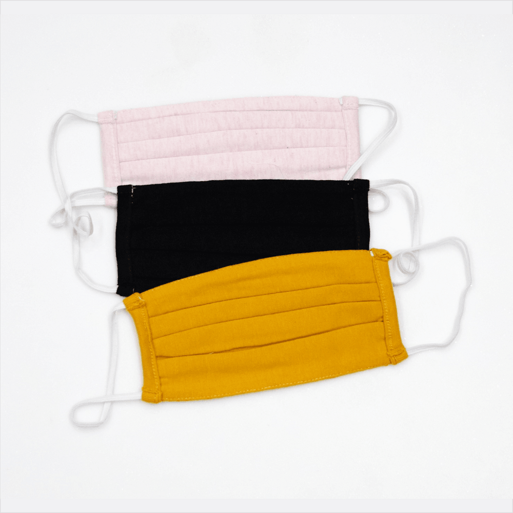 Kids Solid Triple Layered Mask with Elastic Pack of 3 - Juscubs