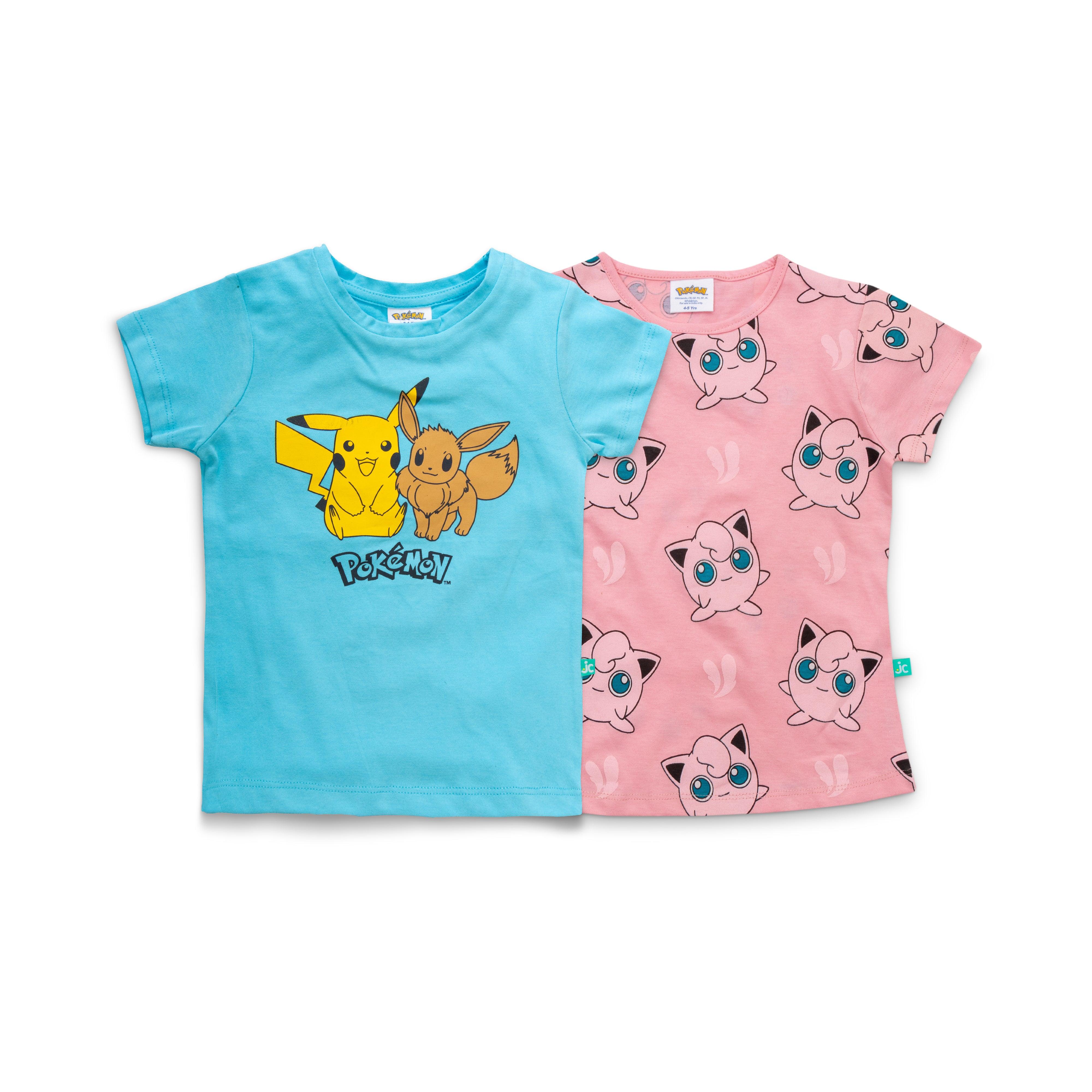 Pokemon Girls Half Sleeve Combo T-Shirt - Blue & Pink - Juscubs