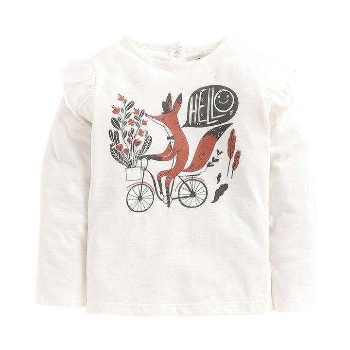 White All Over Print Full Sleeve Top And Pyjama Set - Juscubs