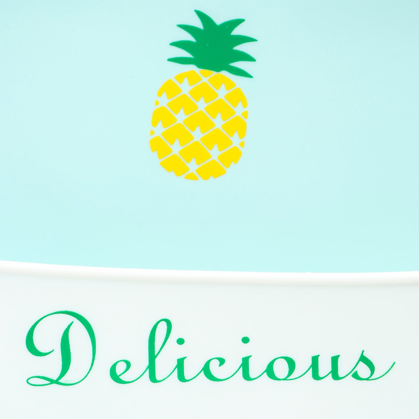 Baby Silicone Feeding Bib with Food Catcher Pocket – Mint Green Pineapple Print