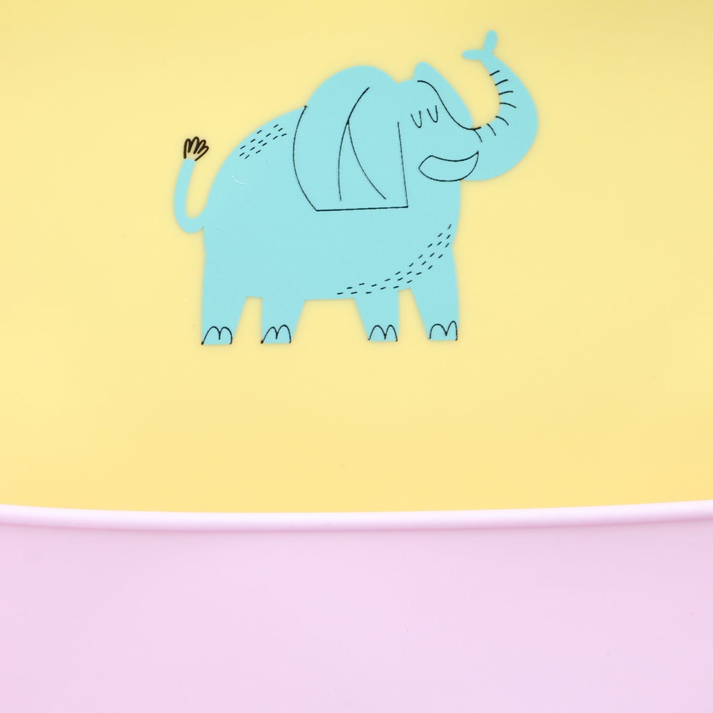 Baby Silicone Feeding Bib with Food Catcher Pocket – Yellow Elephant Print