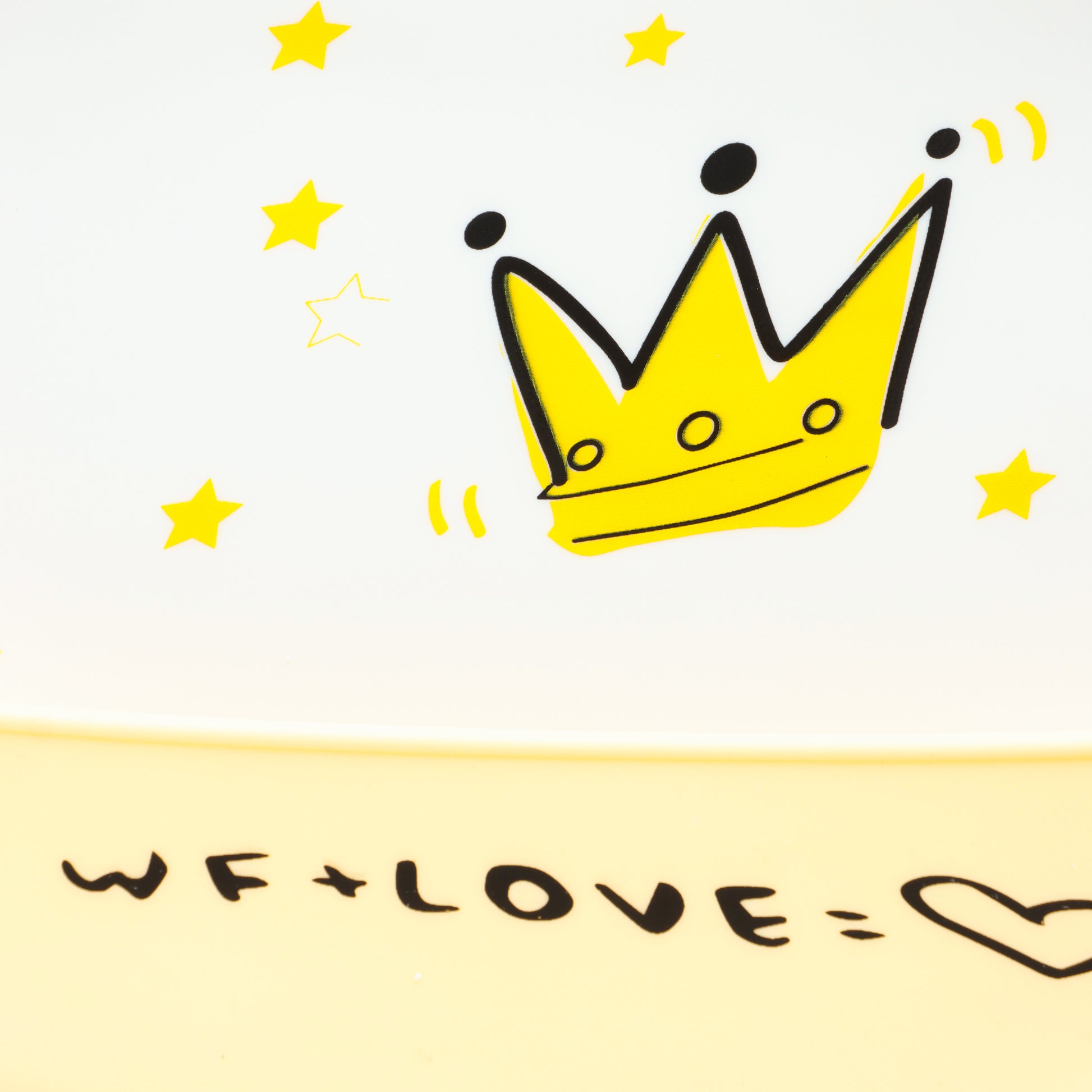 Kids Silicone Feeding Bib with Crown & Star Print – White & Yellow