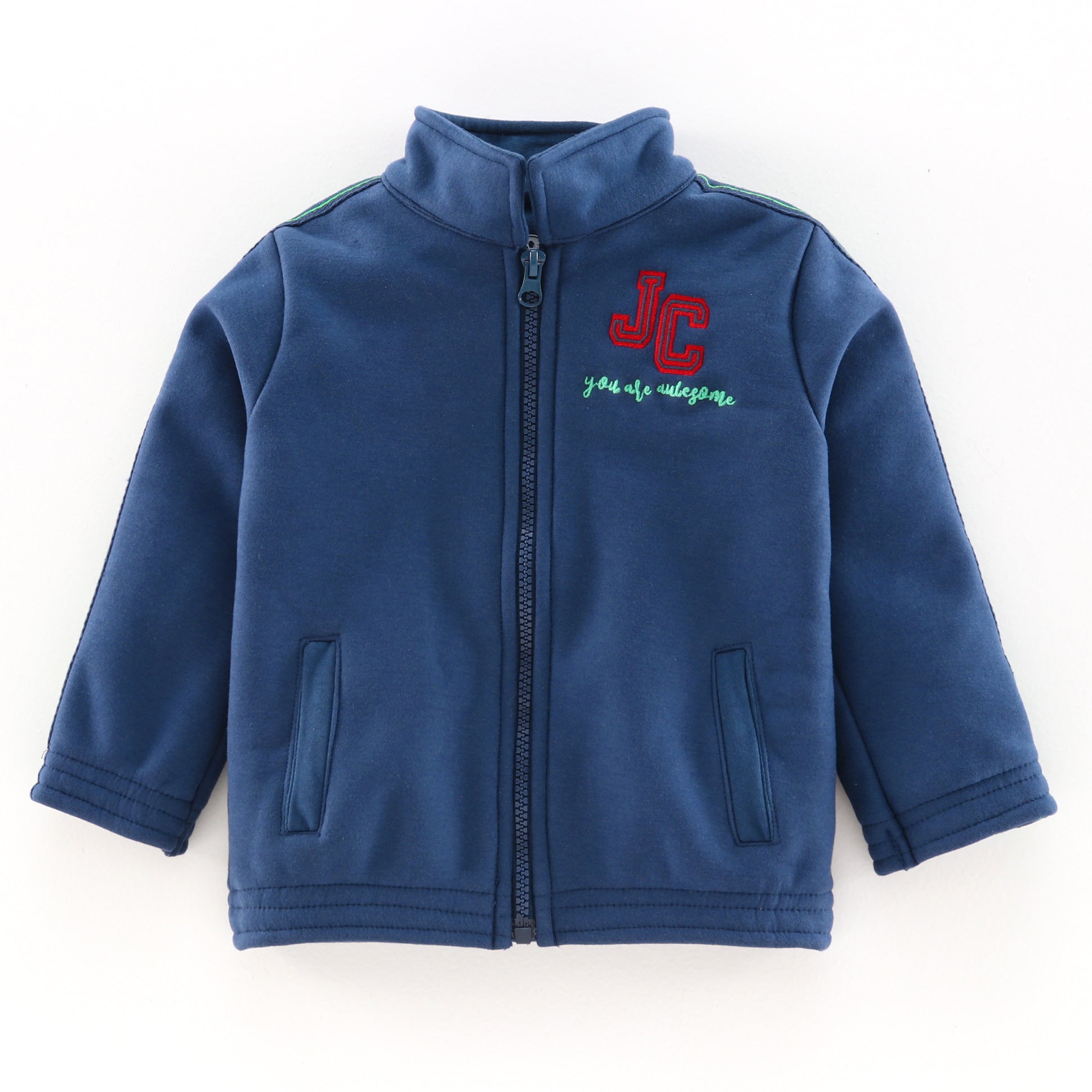 Girls JC You are Awesome With Zipper Hoodie Jacket - Navy