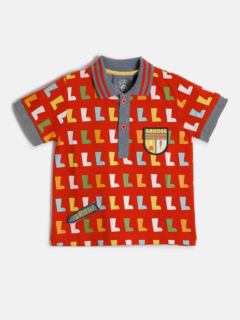 Baby Boys' Printed Polo T-Shirt – Colorful Garden Adventure Design