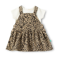 "Baby Girls Cotton Leopard Print Pinafore Dress with Tee"