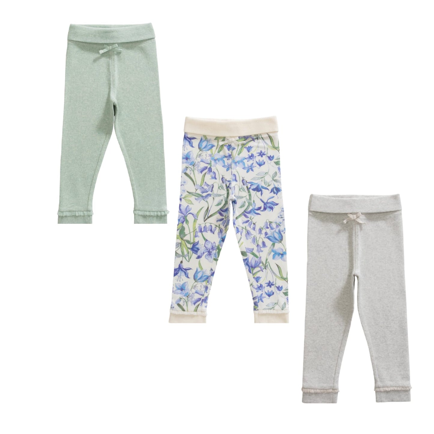 Baby Girls' 3-Pack Soft Cotton Lounge pant – Pink & Floral Print Set