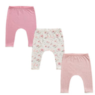 Baby Girls' 3-Pack Soft Cotton Leggings – Pink & Floral Print Set