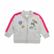 "Baby Boys' Space-Themed Zip-Up Jacket – 'My Little Universe' Embroidered Design "
