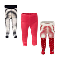 "Baby's Tights – 3-Pack Striped, Solid, and Holiday Print Cotton Blend"