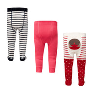 "Baby's Tights – 3-Pack Striped, Solid, and Holiday Print Cotton Blend"