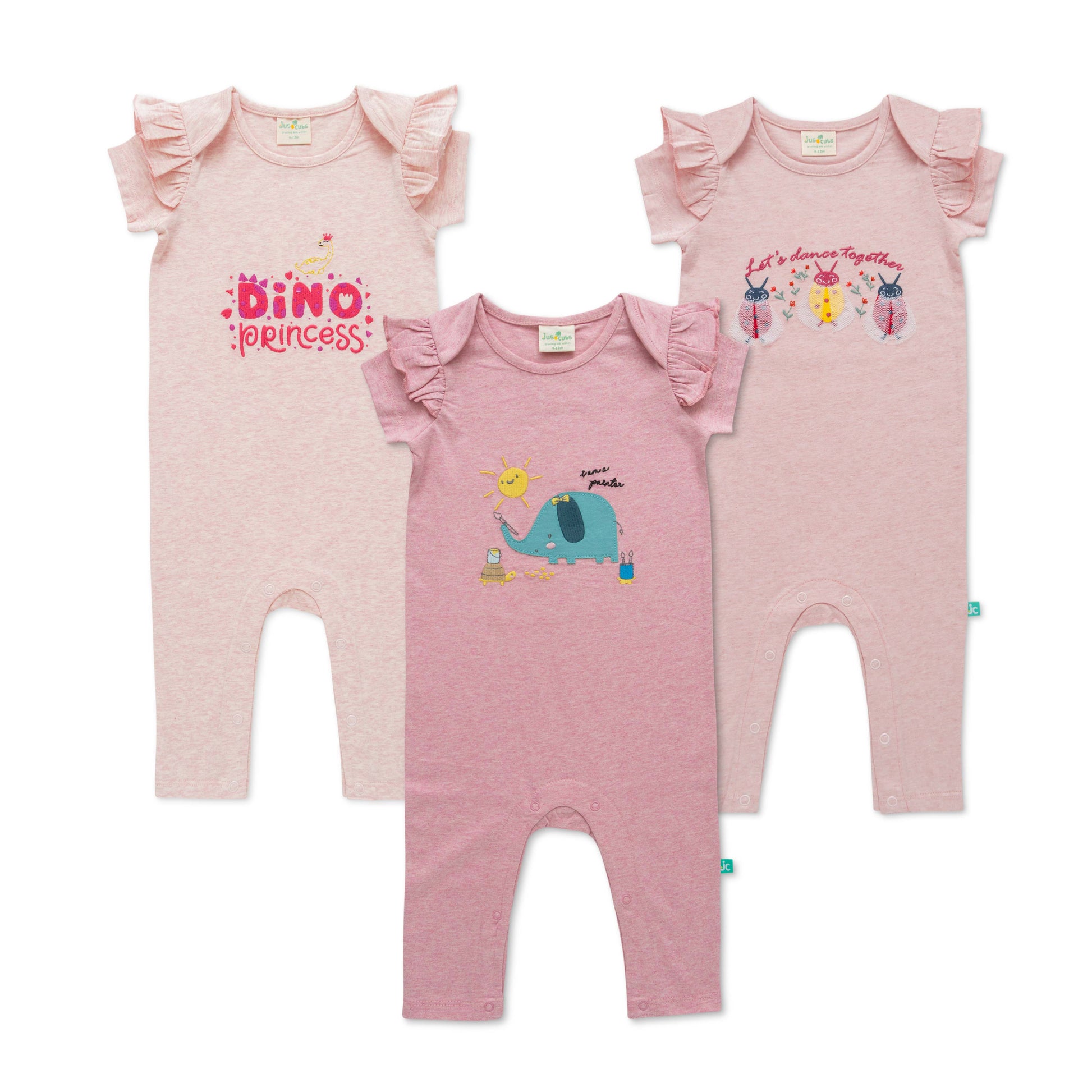 Half Sleeve  Printed AOP & Embroidery Romper Pack of 3