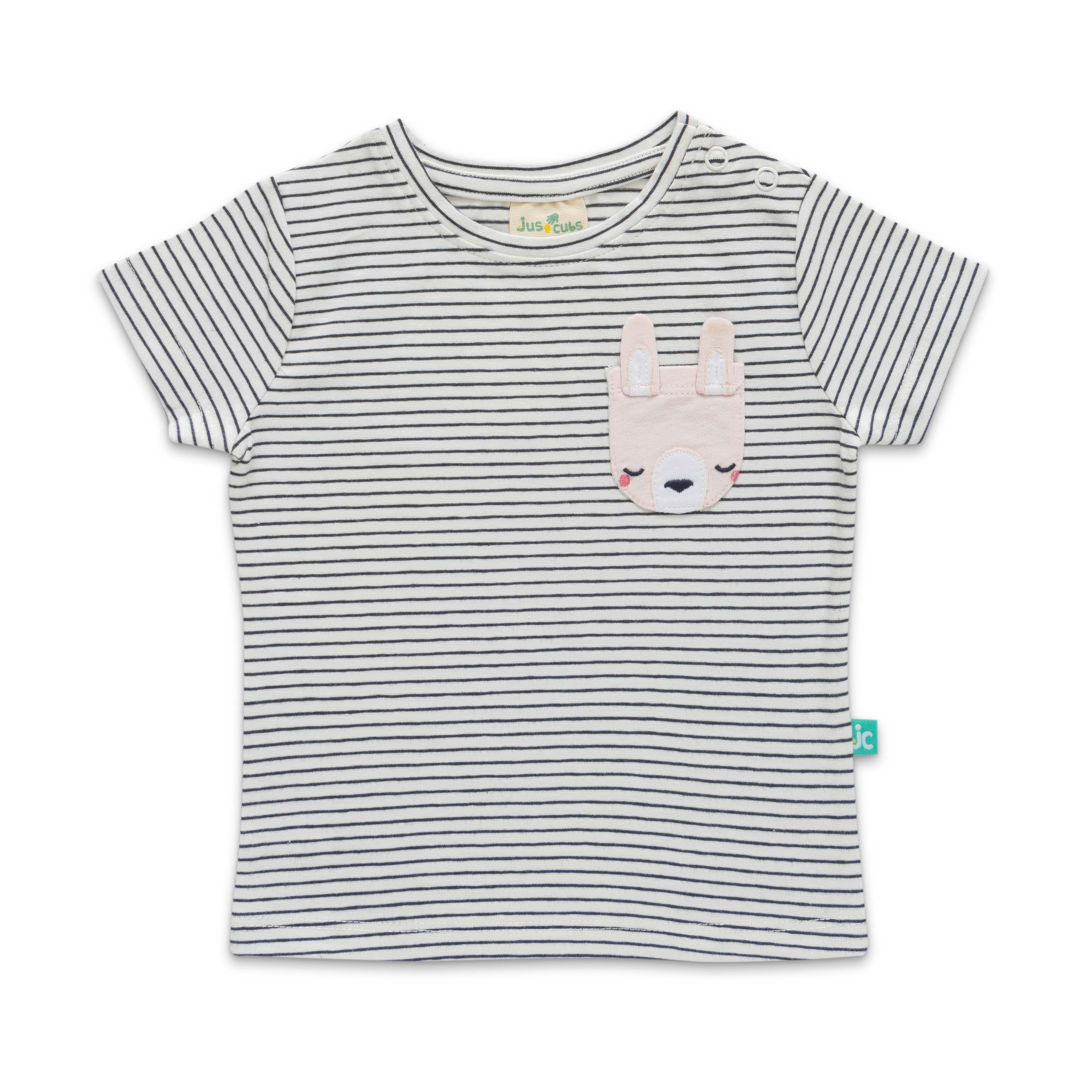 Infant Girls Striped Pure Cotton T-shirt with Shorts-Yellow & Black