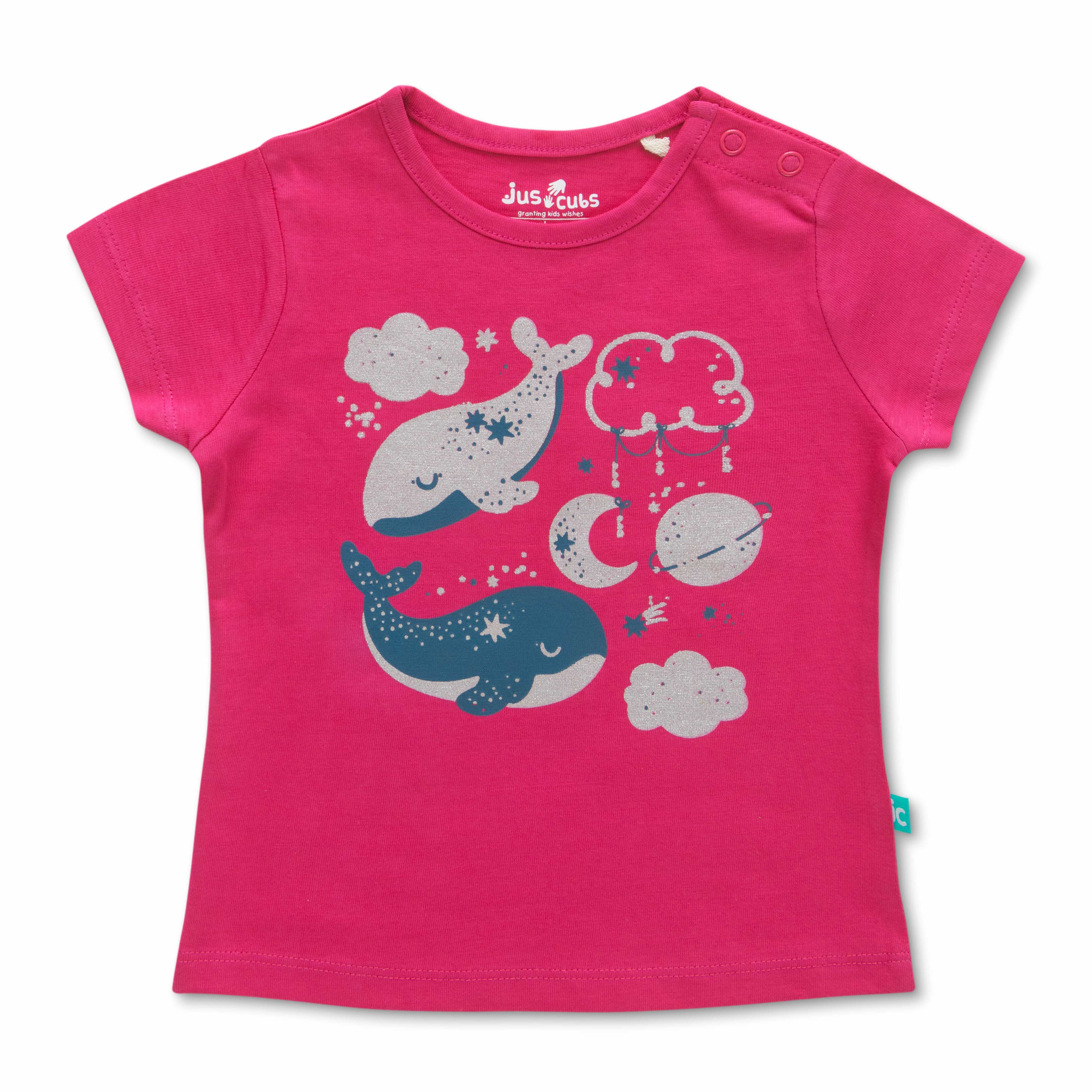 "Baby Girls' Cotton T-Shirts – Pack of 3 (Sunshine & Whale Prints)"