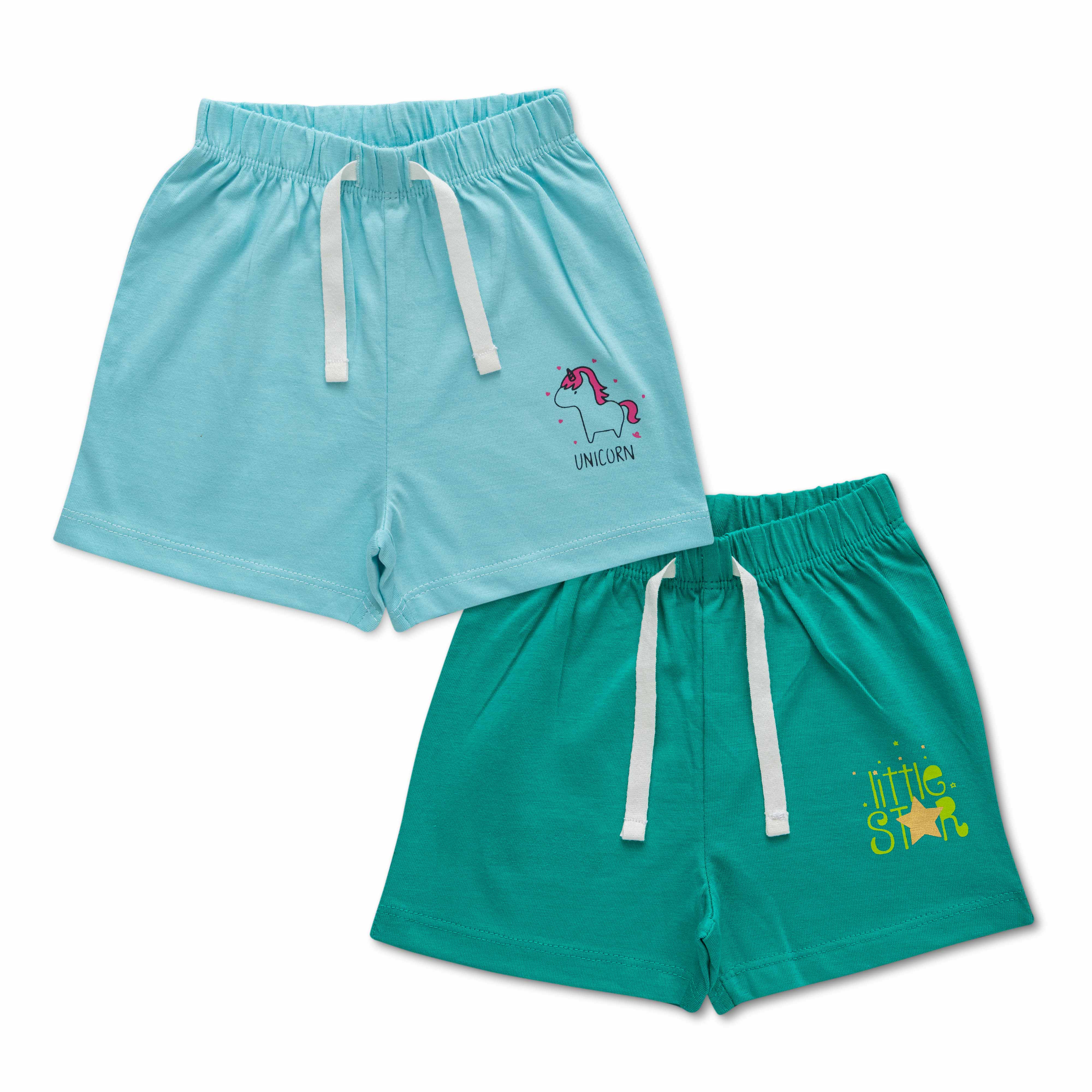 Infant Girls Unicorn & Little Star Printed Shorts Pack of 2