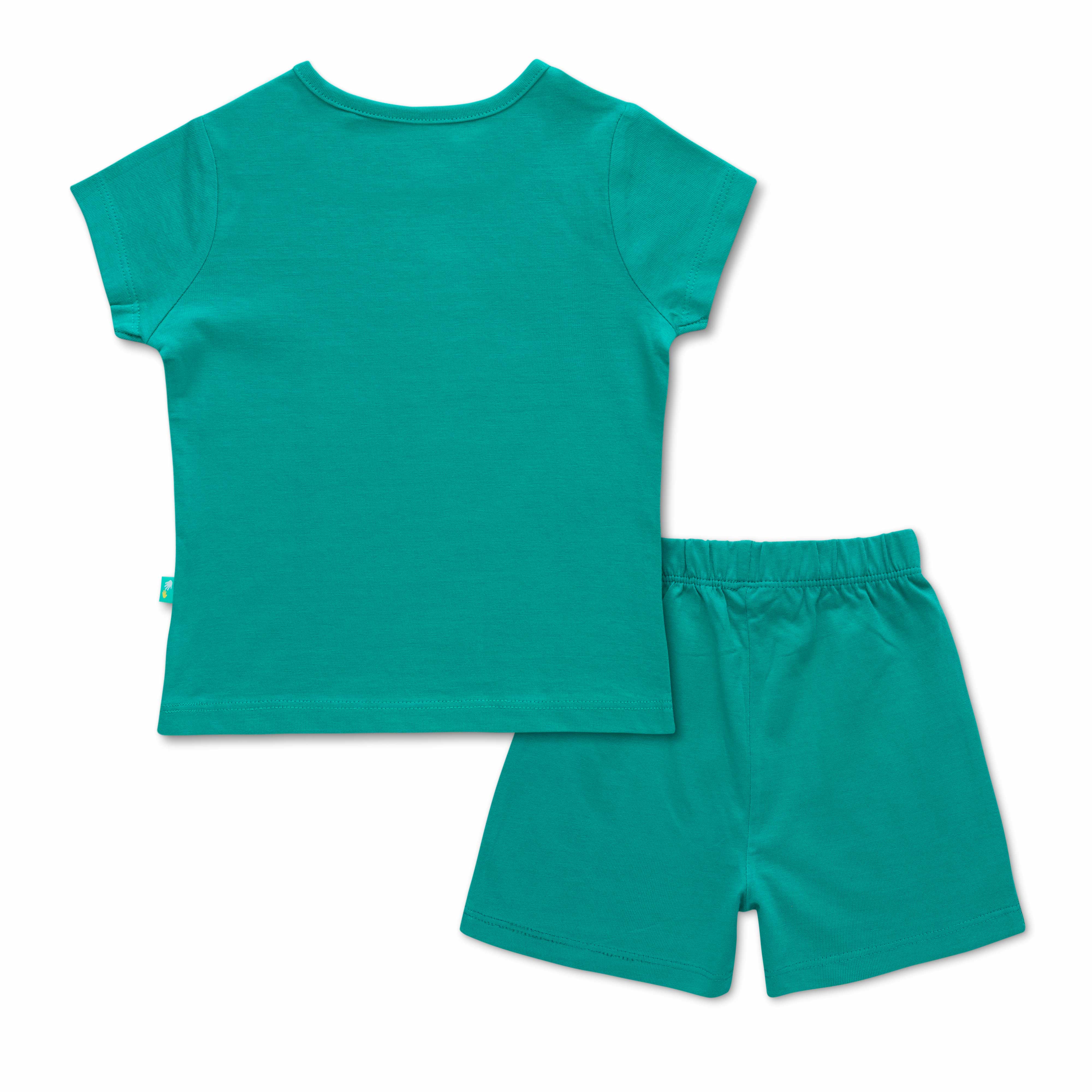 Infant Girls Striped Pure Cotton T-shirt with Shorts- Green