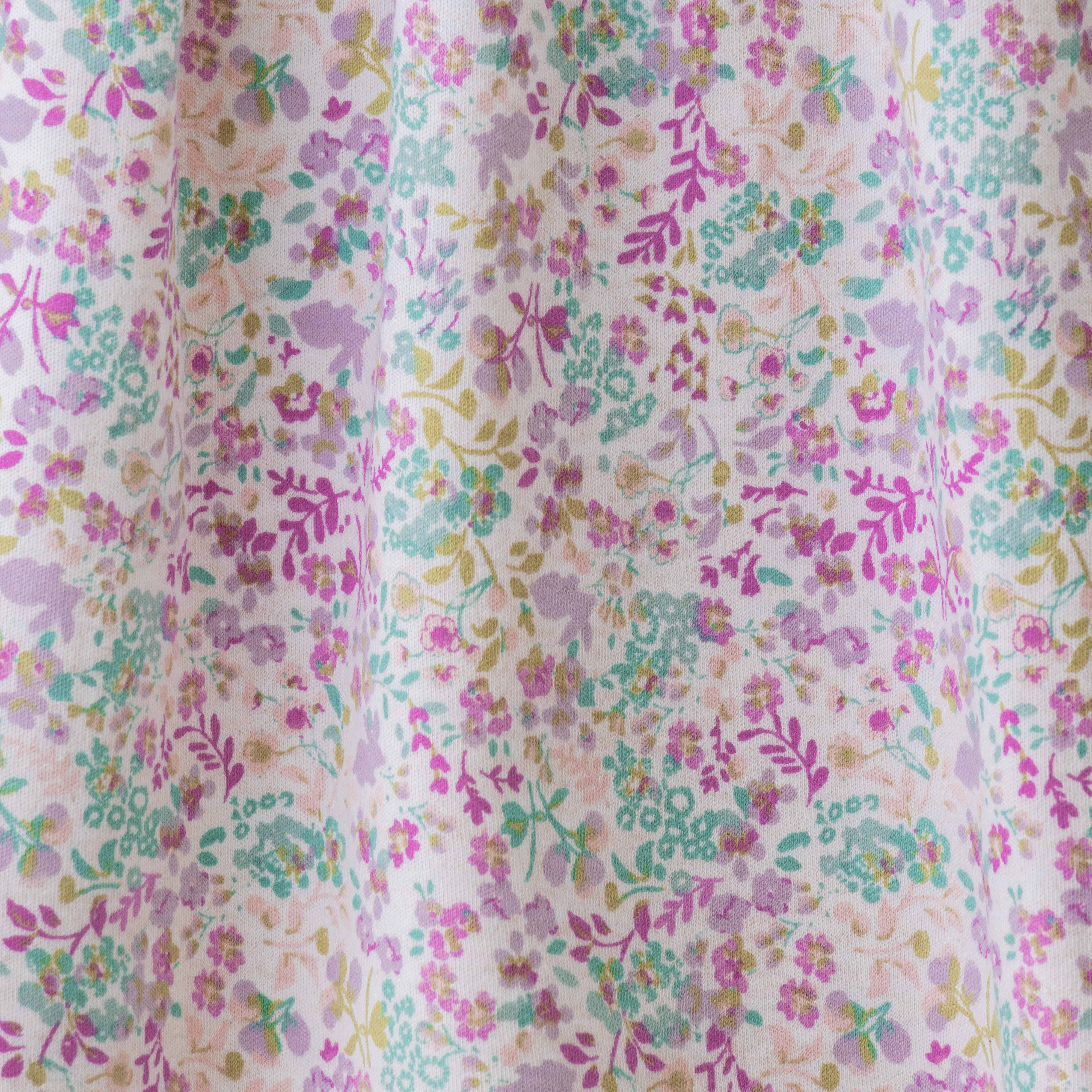Baby Girls’ A-Line Dress with Pastel Flower Pattern & Short Sleeve Cotton